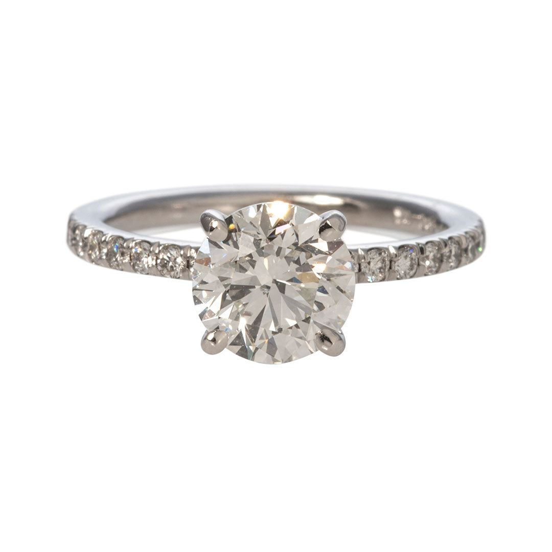 1.72ct Round Diamond Solitaire Pavé 14K Gold Engagement Ring
