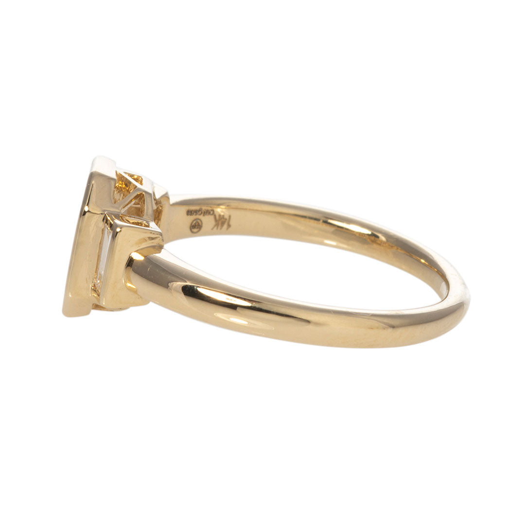 Baguette Diamond Invisible Set 14K Yellow Gold Ring