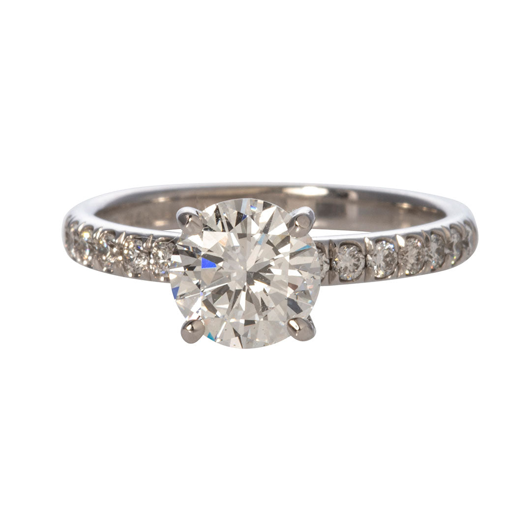 1.10ct Round Diamond Solitaire Pavé 14K Gold Engagement Ring