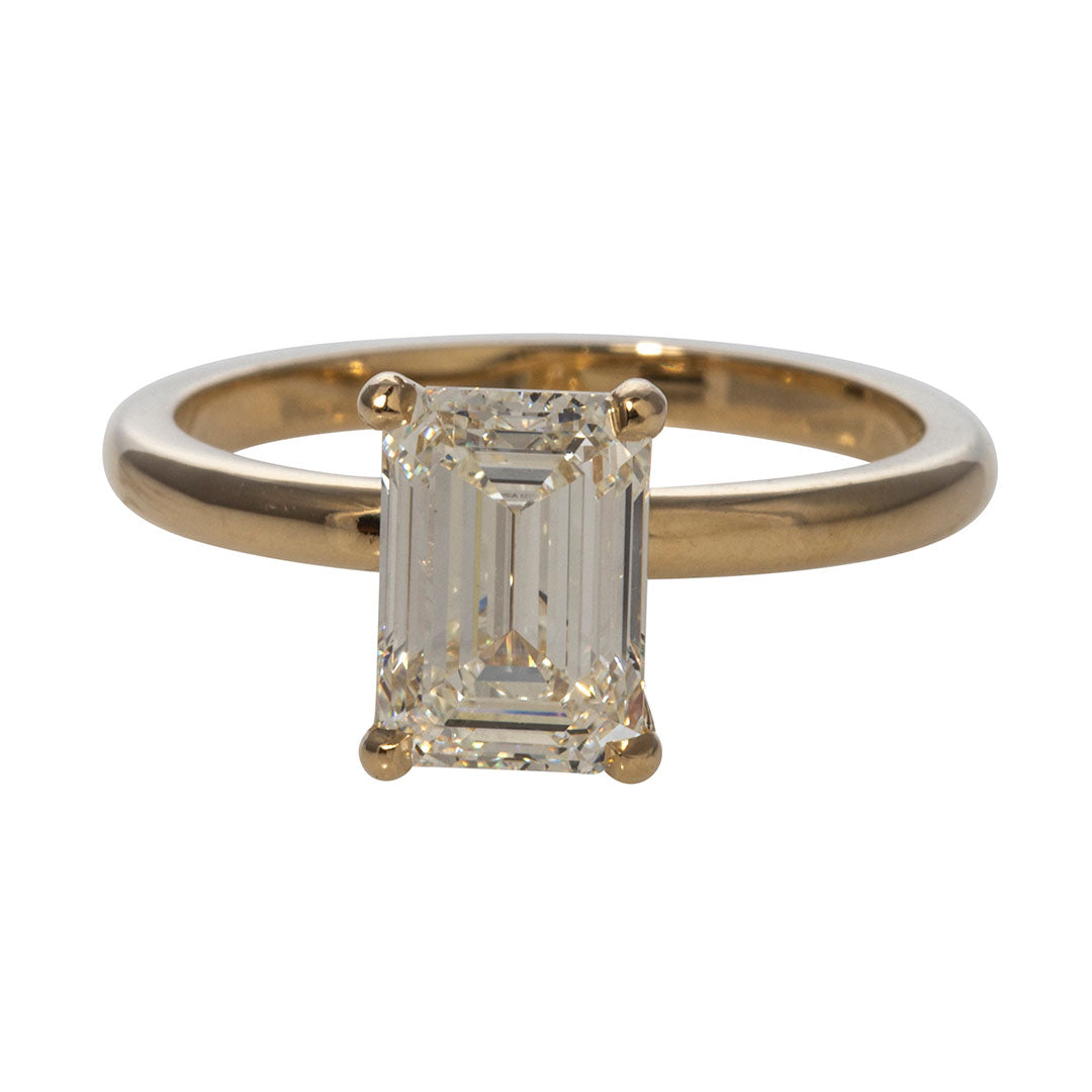2ct Emerald Cut Diamond Solitaire 14K Gold Engagement Ring