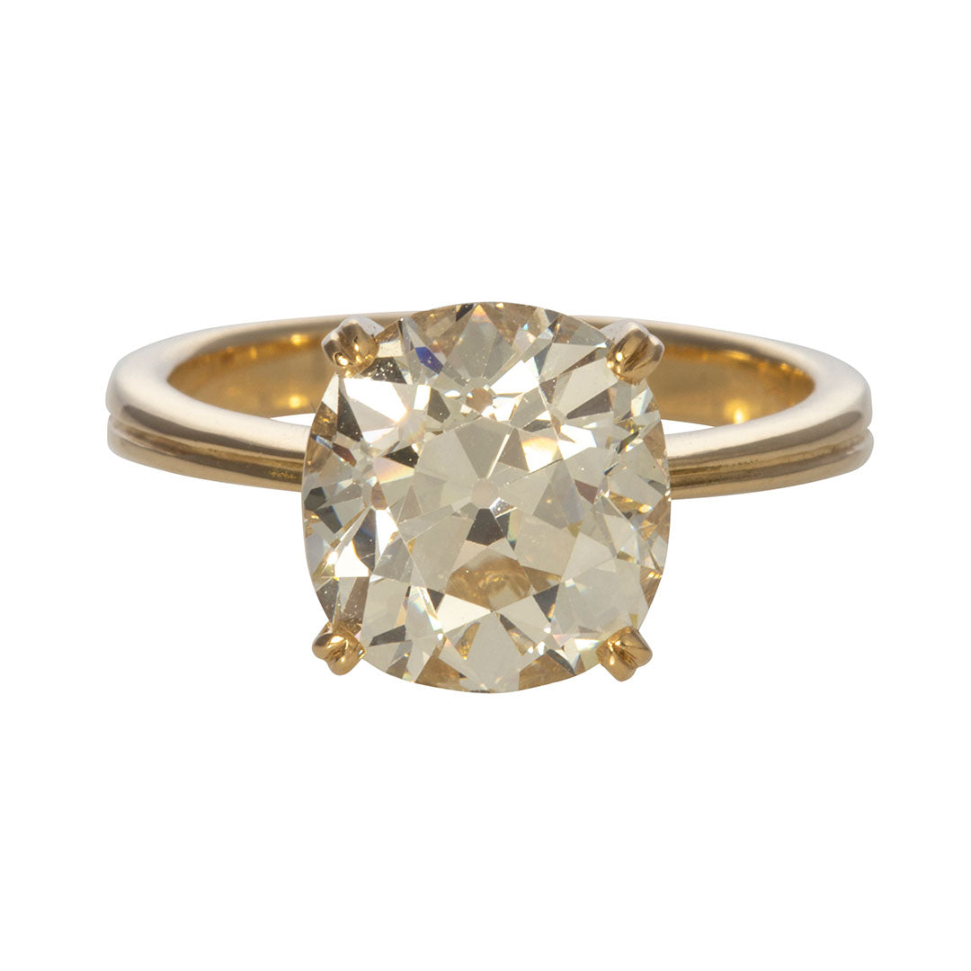 4ct Old Mine Brilliant Diamond Solitaire 14K Gold Engagement Ring