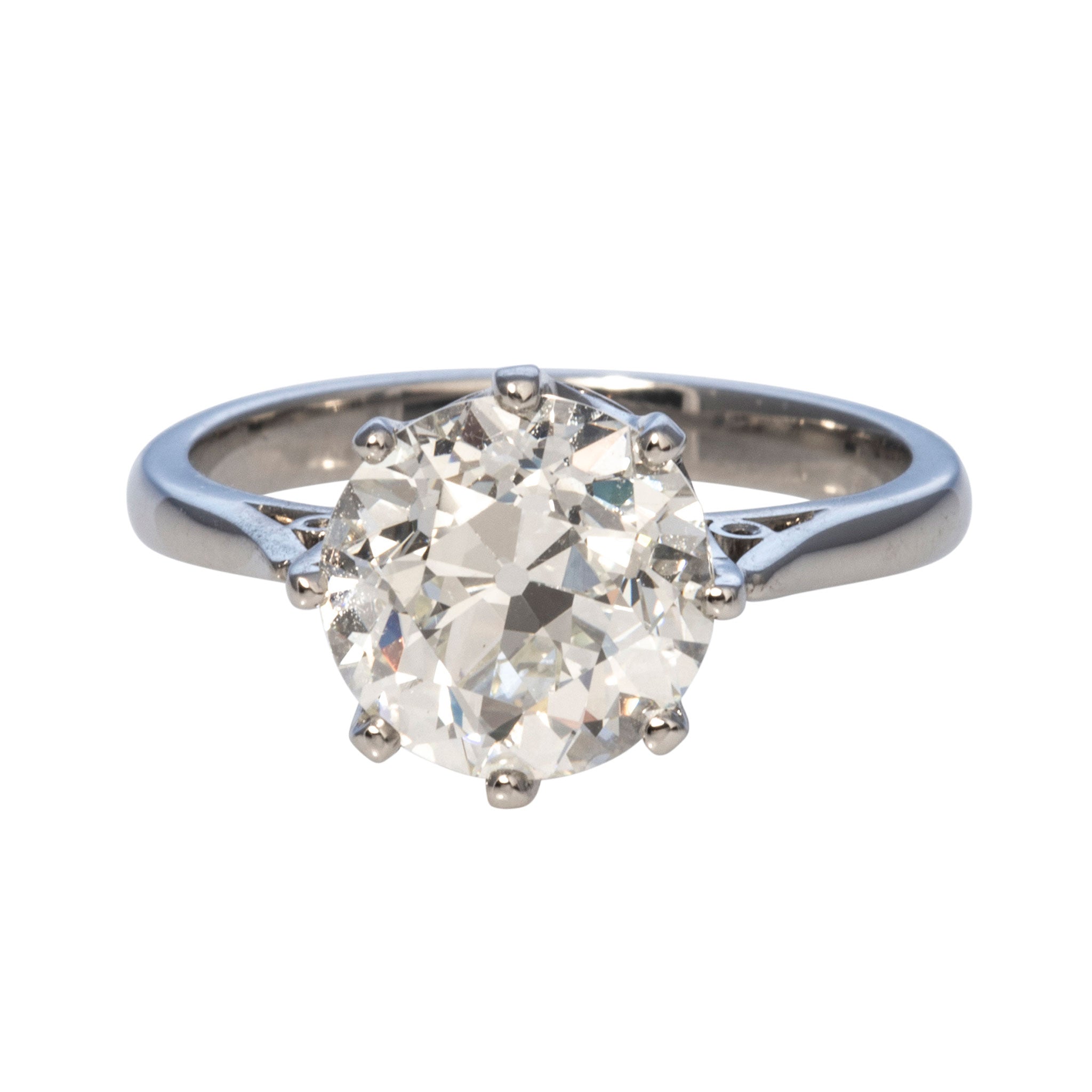 Estate 3.42ct Old European Cut Diamond Platinum Engagement Ring