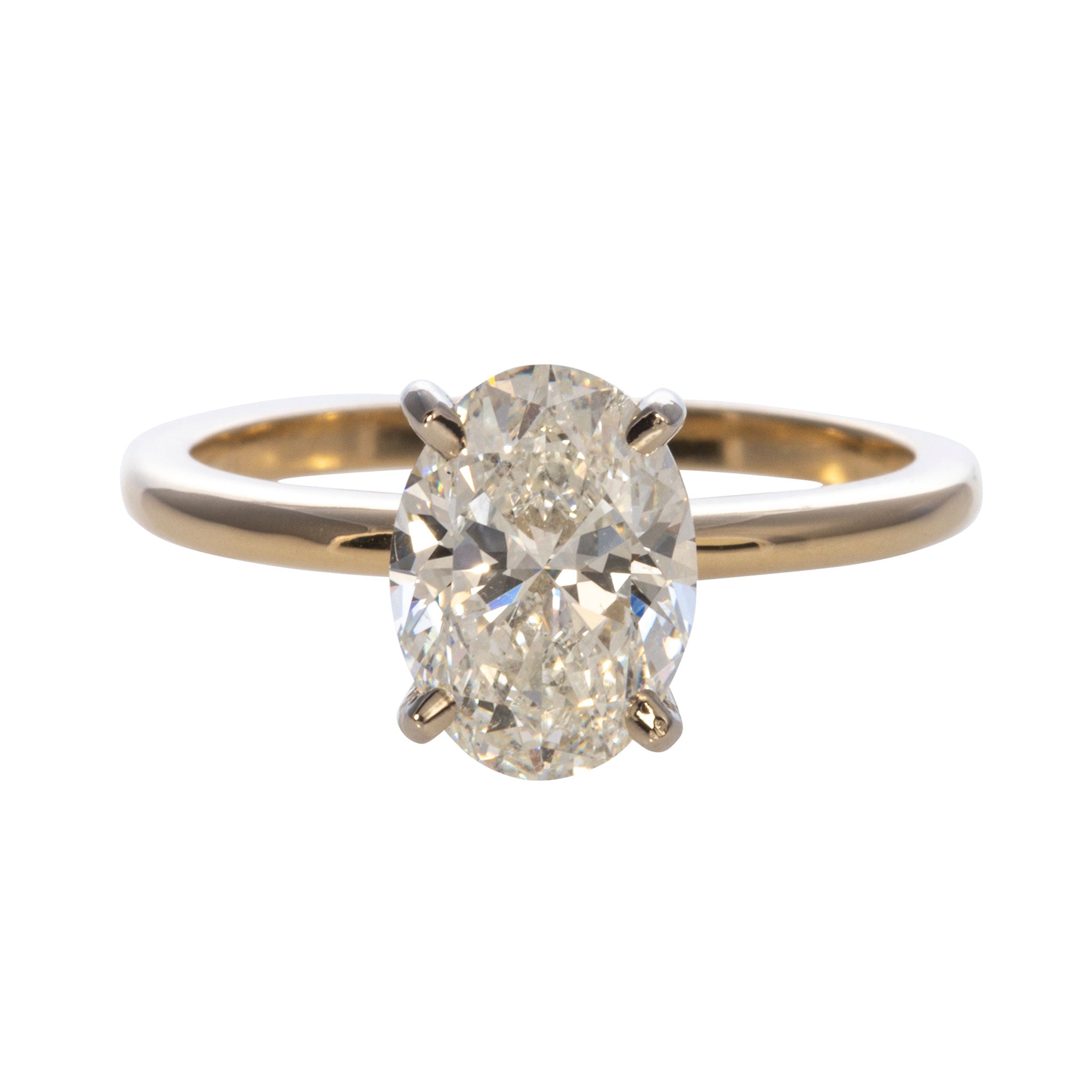 2ct Oval Diamond Solitaire 14K Gold Two Tone Engagement Ring