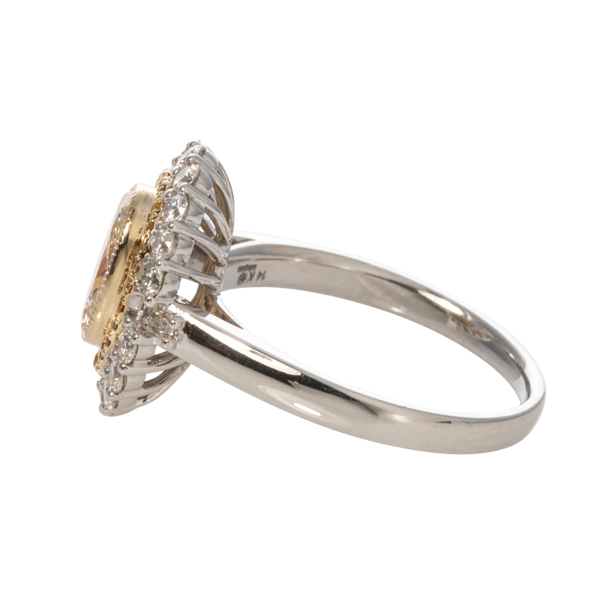 Yellow Diamond Halo 14K Gold Engagement Ring