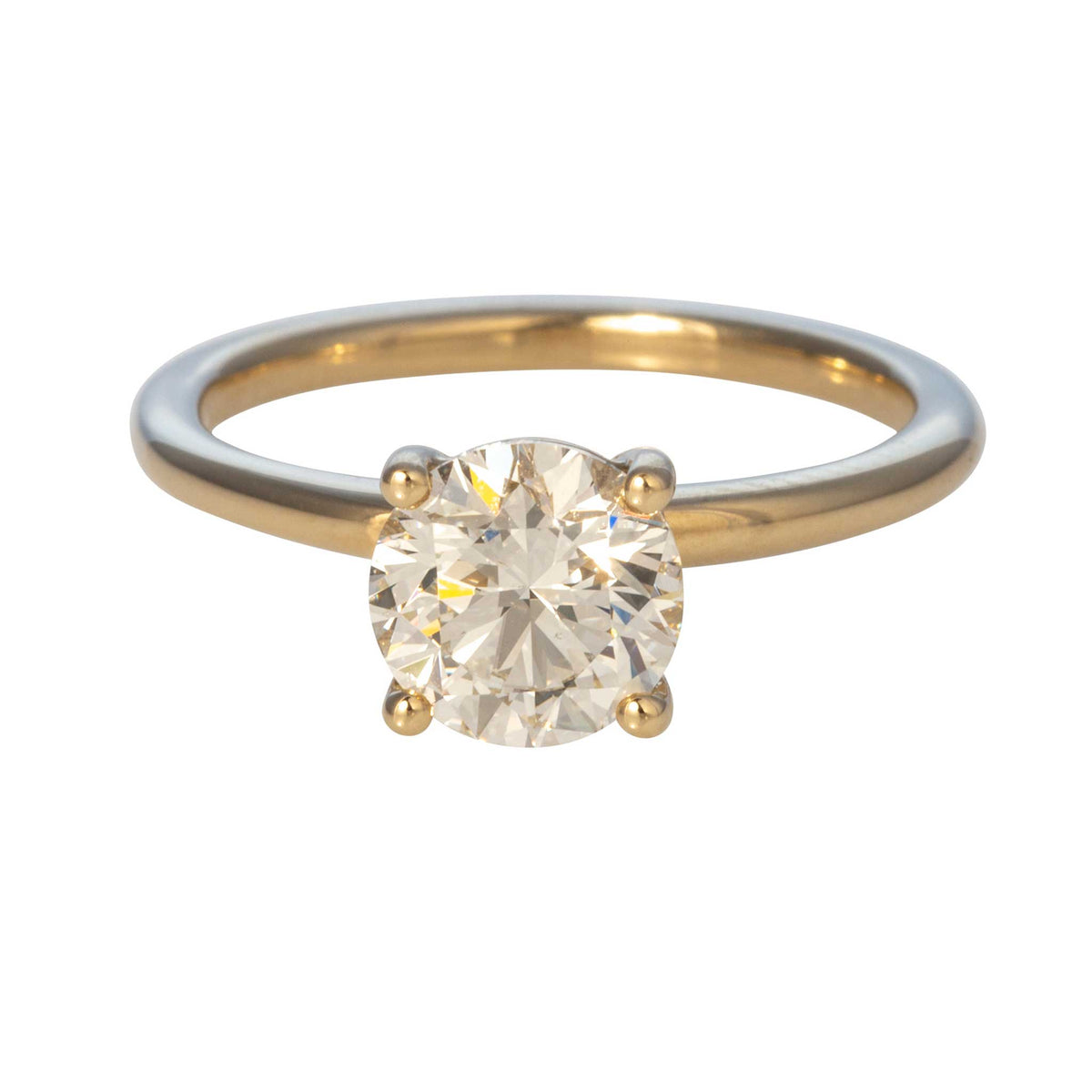 J SI1 Round Diamond Solitaire 14K Yellow Gold Engagement
