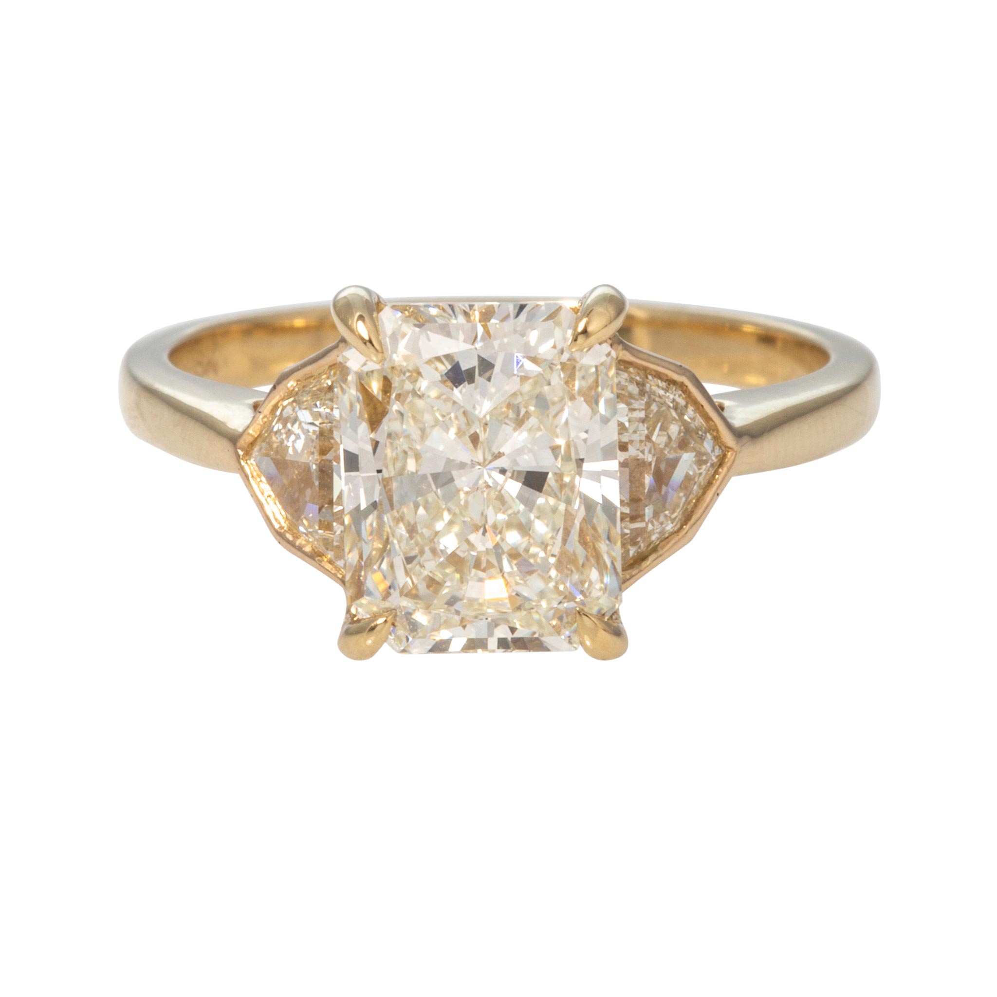 3ctw Radiant & Epaulette Diamond Three-Stone 18K Gold Ring