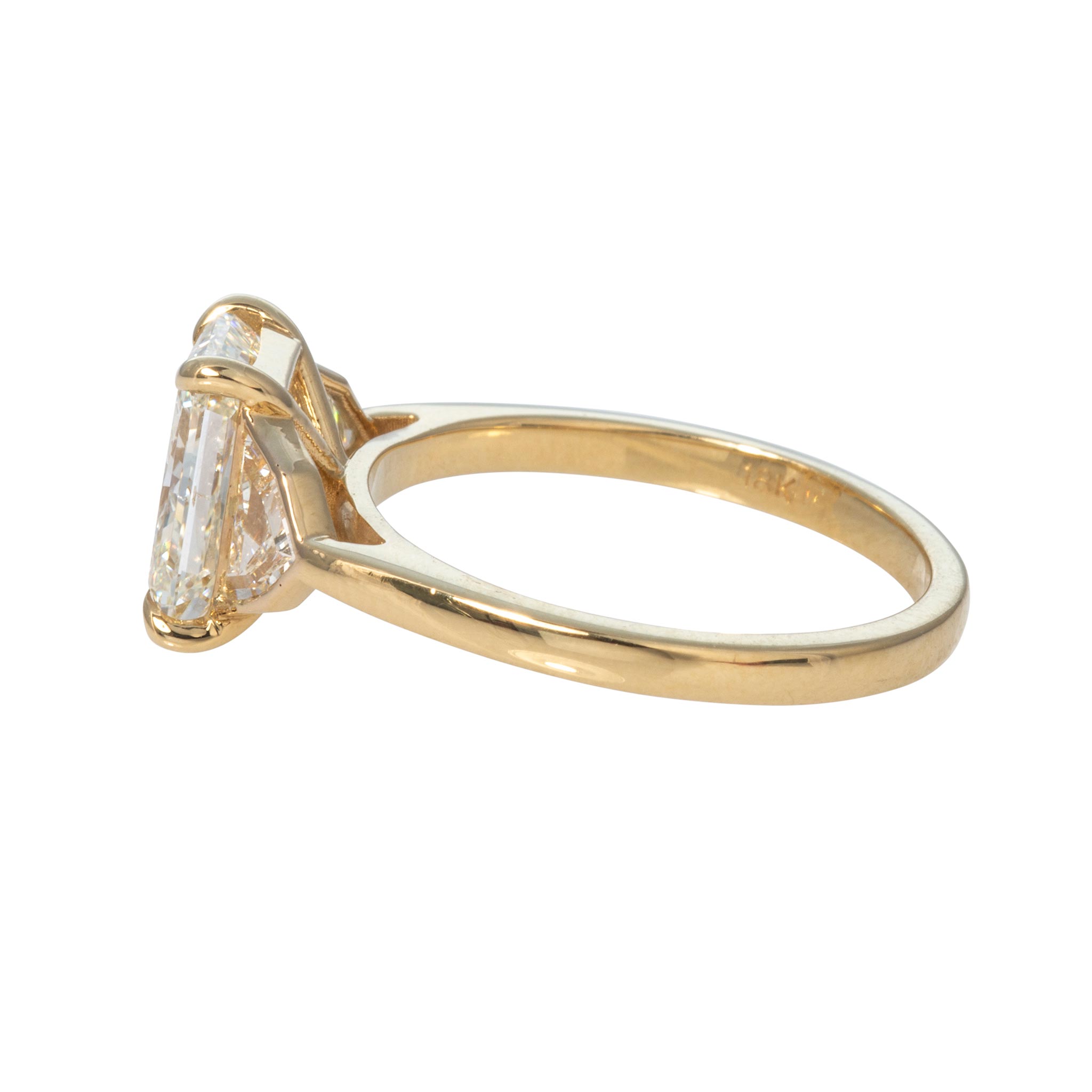3ctw Radiant & Epaulette Diamond Three-Stone 18K Gold Ring
