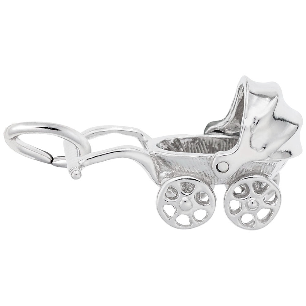 Sterling Silver Canopy Baby Carriage Charm