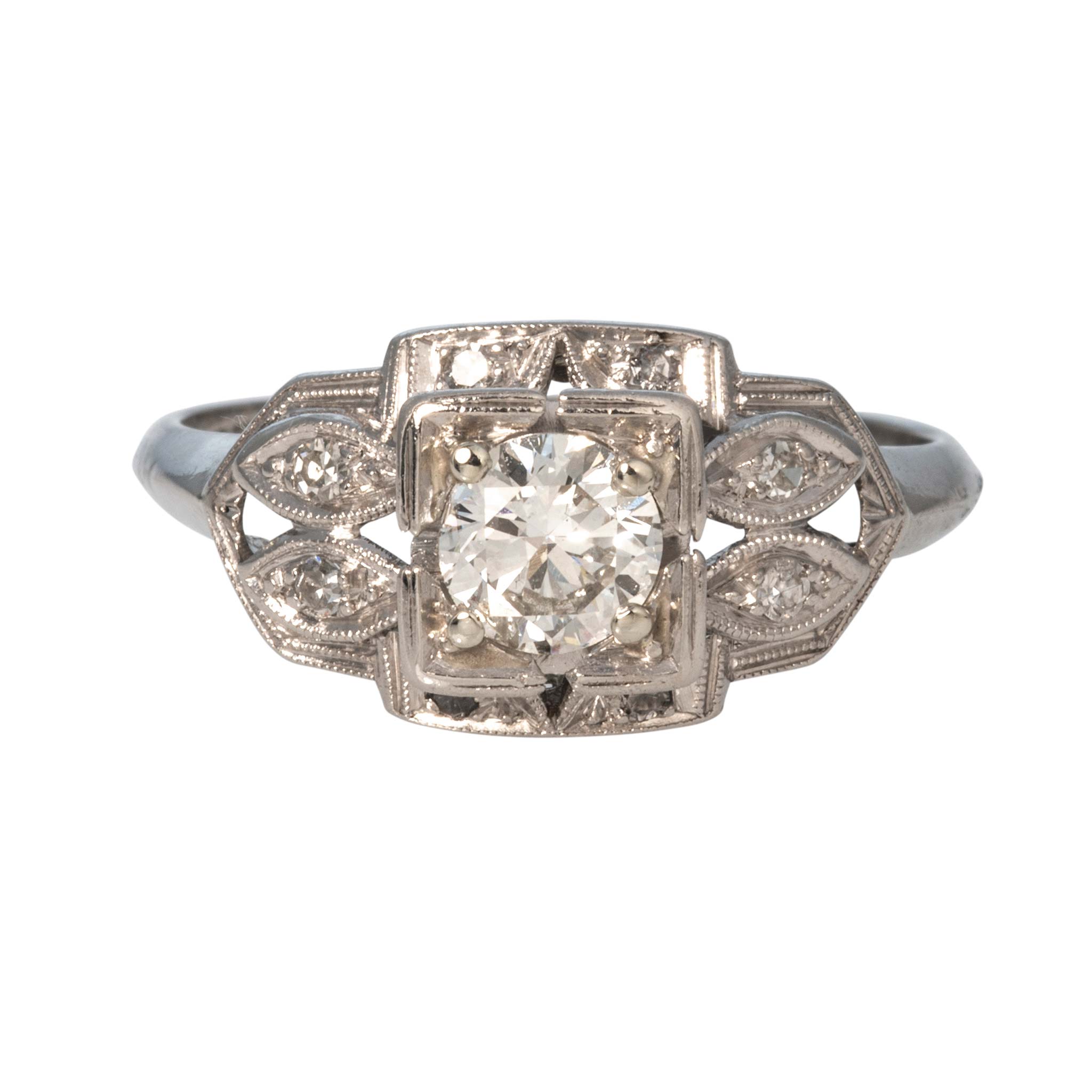 Edwardian Style .62ctw Diamond Platinum Ring