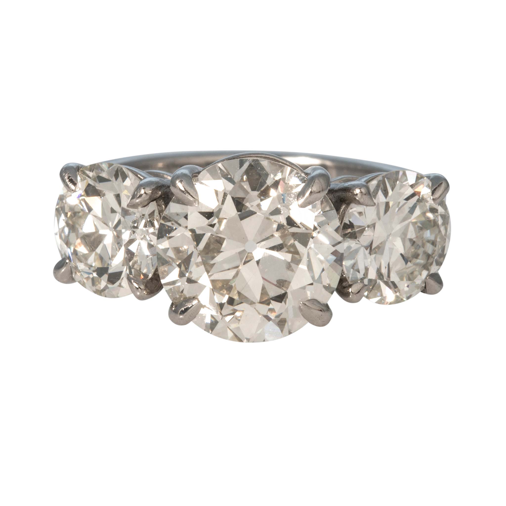 3.81ct Center & 2.65ctw Side Diamond Three-Stone Platinum Ring