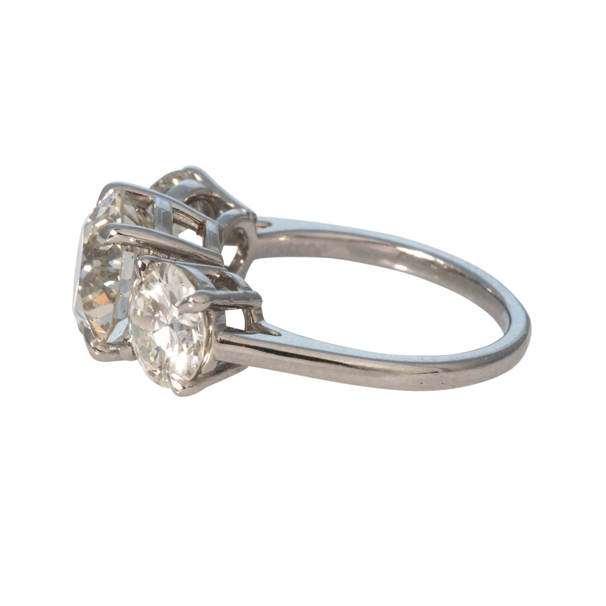 3.81ct Center & 2.65ctw Side Diamond Three-Stone Platinum Ring