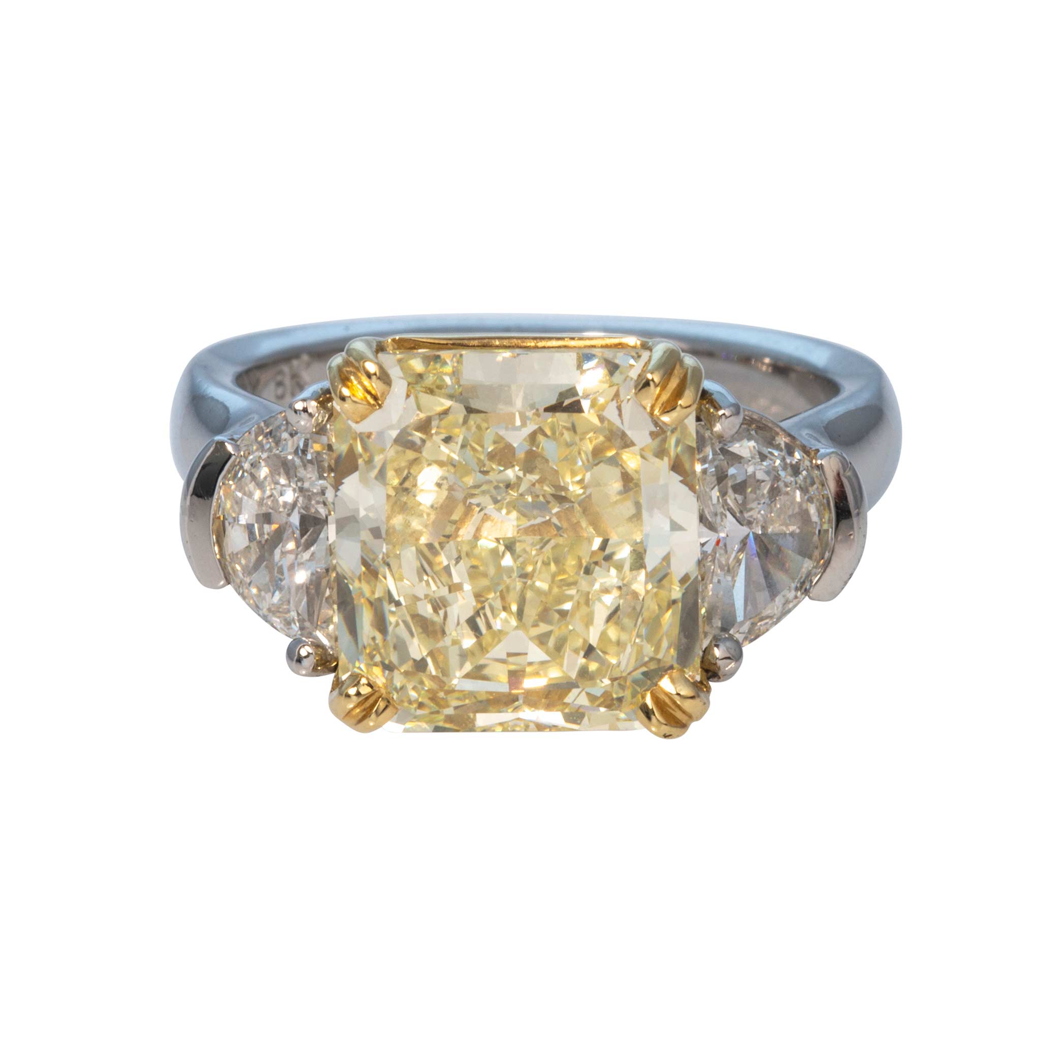 6.61ct Fancy Yellow Diamond Center Three-Stone Engagement Ring