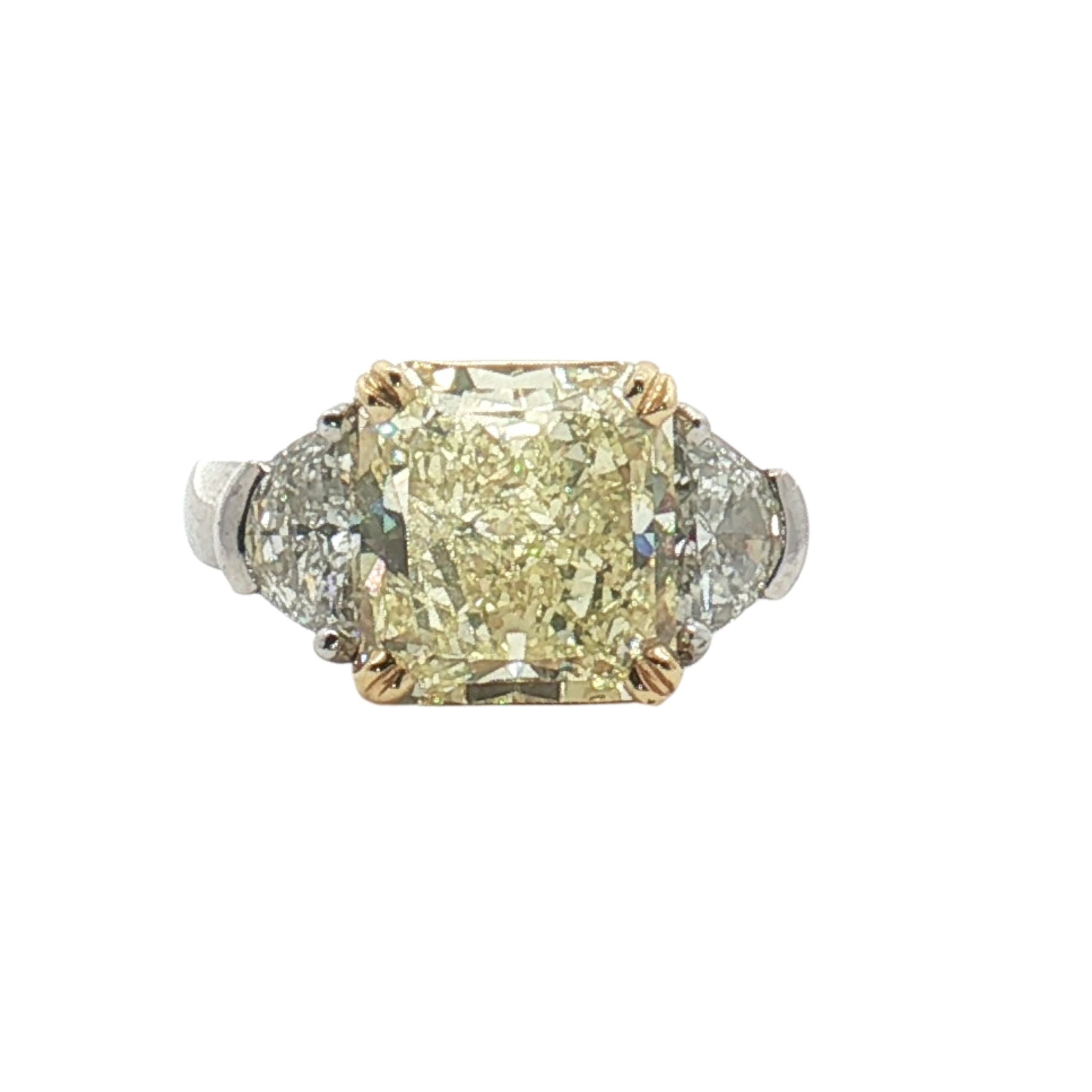6.61ct Fancy Yellow Diamond Center Three-Stone Engagement Ring
