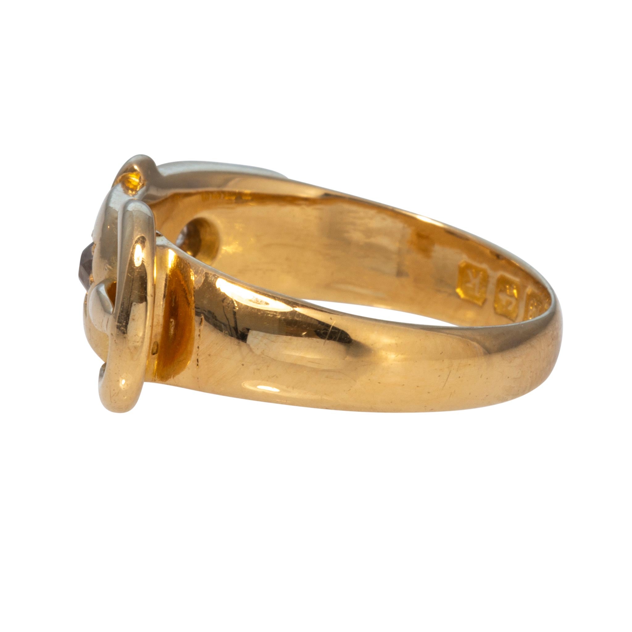 Victorian Diamond 2-Stone 18K Yellow Gold Buckle Ring
