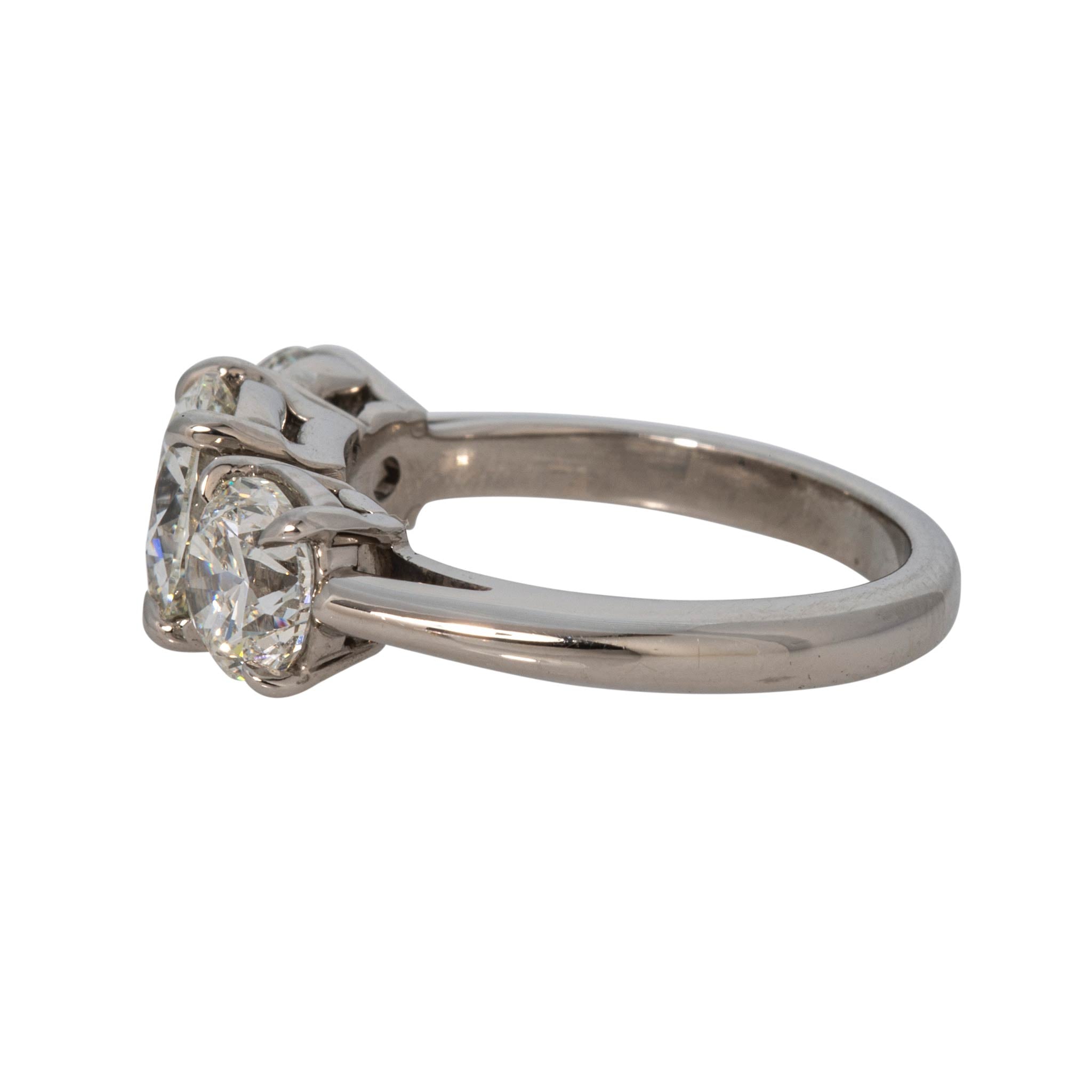 Estate 2ct Center & 2ctw Side Diamond Three-Stone Platinum Ring