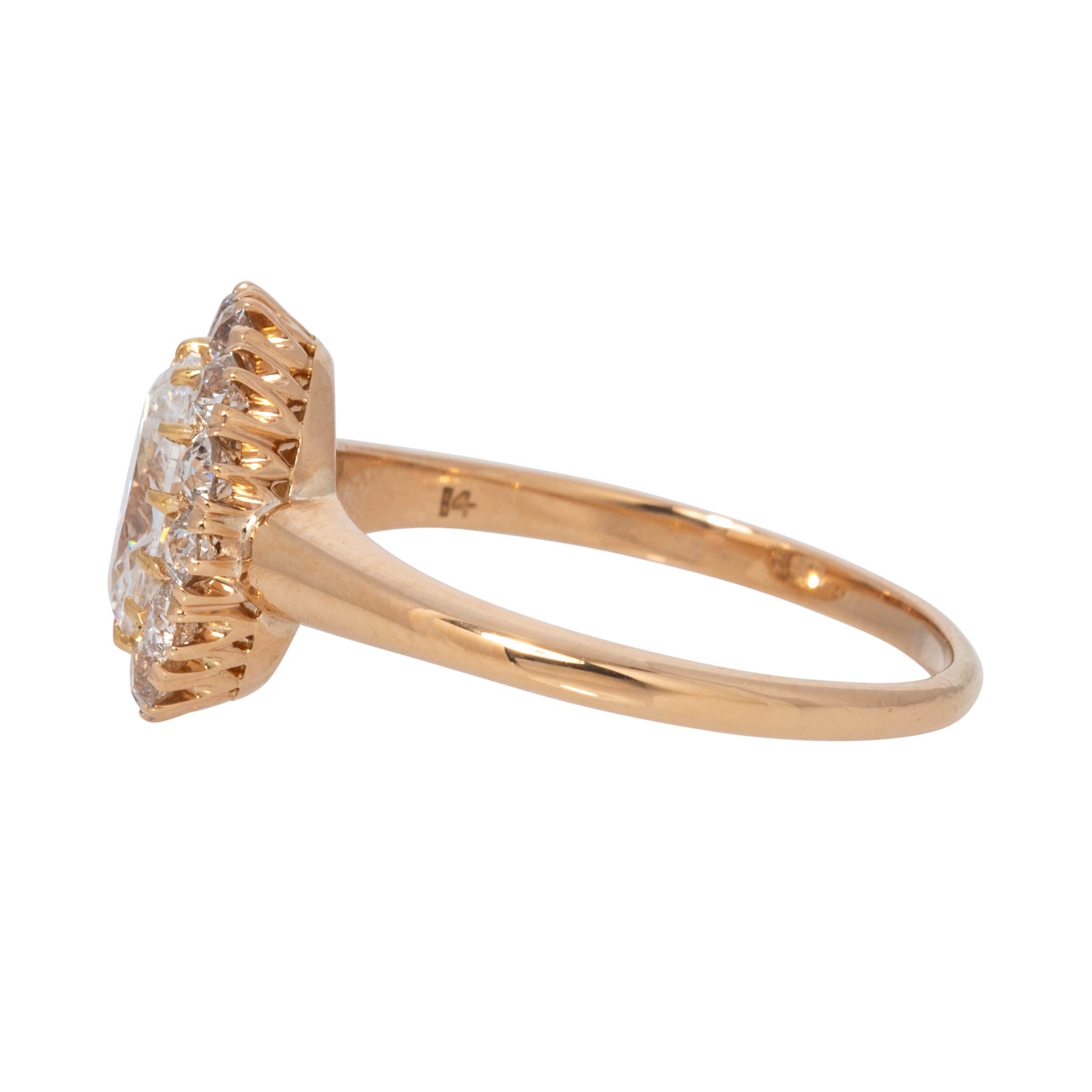 Victorian-Style Oval Diamond Cluster 14K Yellow Gold Ring