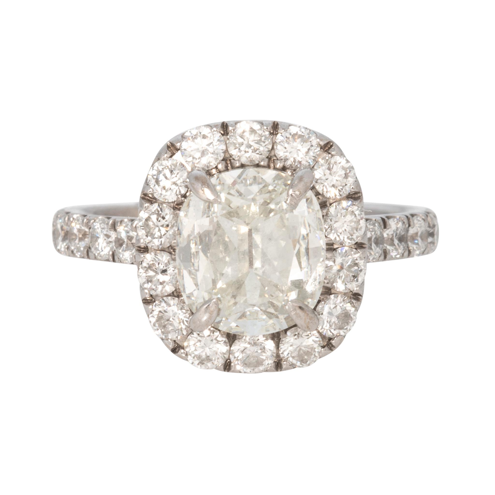 Estate 2ct Cushion Center & 1.28ctw Pavé Diamond Engagement Ring