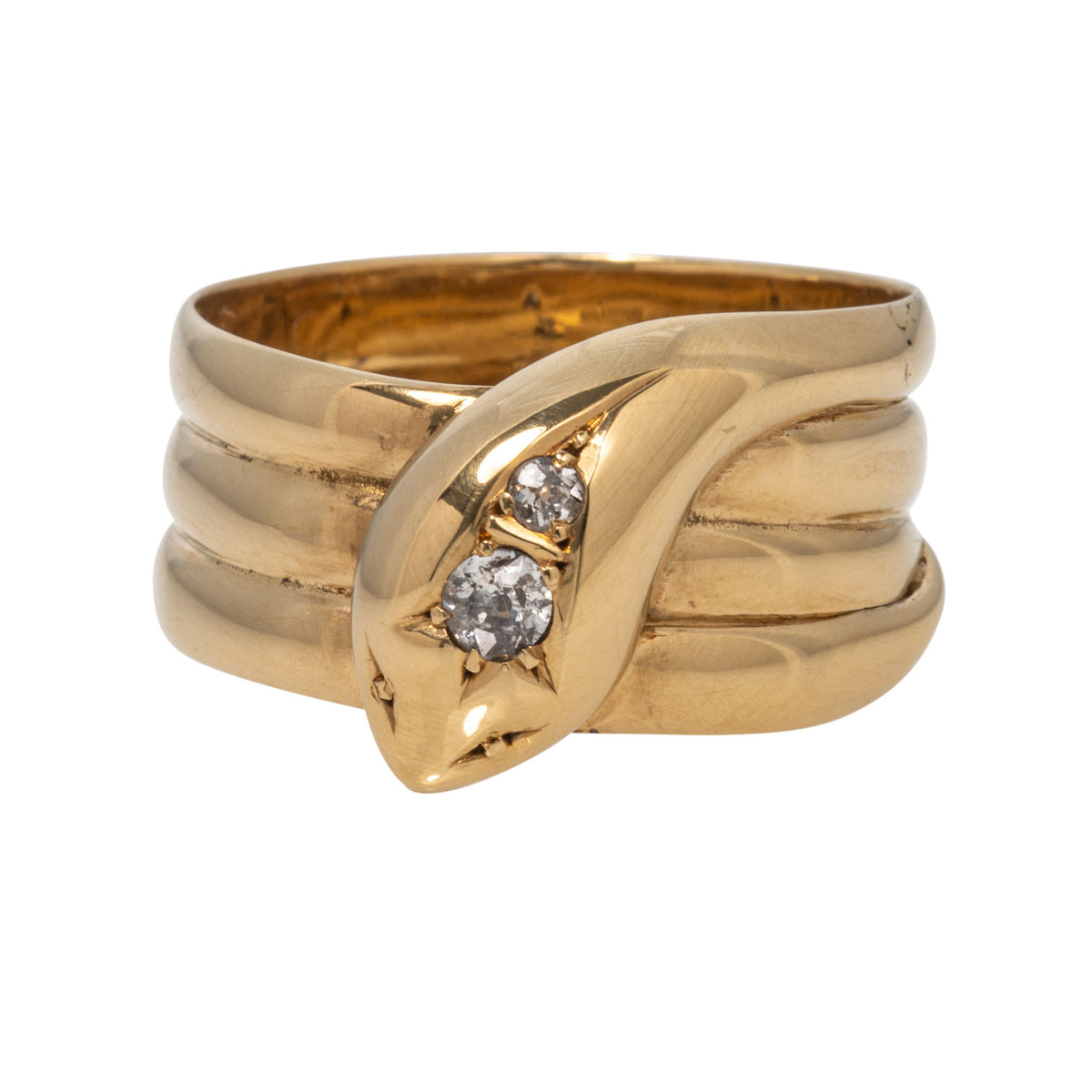 Victorian Diamond 9K Yellow Gold Snake Ring