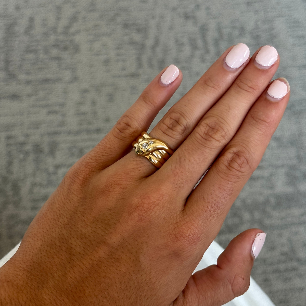 Victorian Diamond 9K Yellow Gold Snake Ring