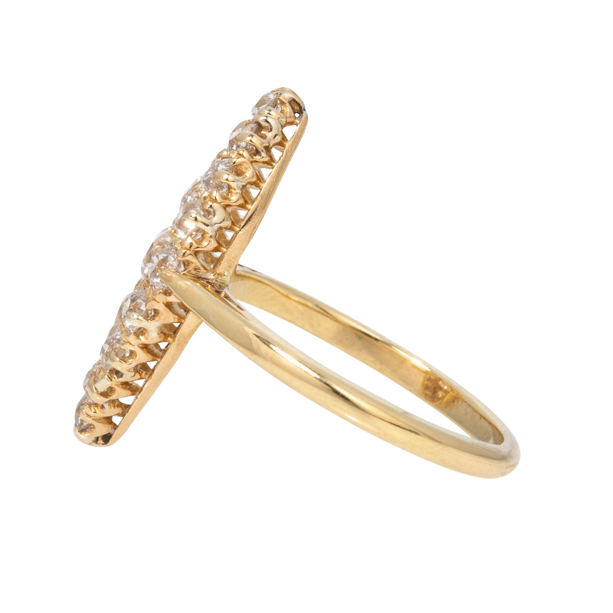 Victorian 1ctw Diamond Navette Cluster 18K Gold Ring