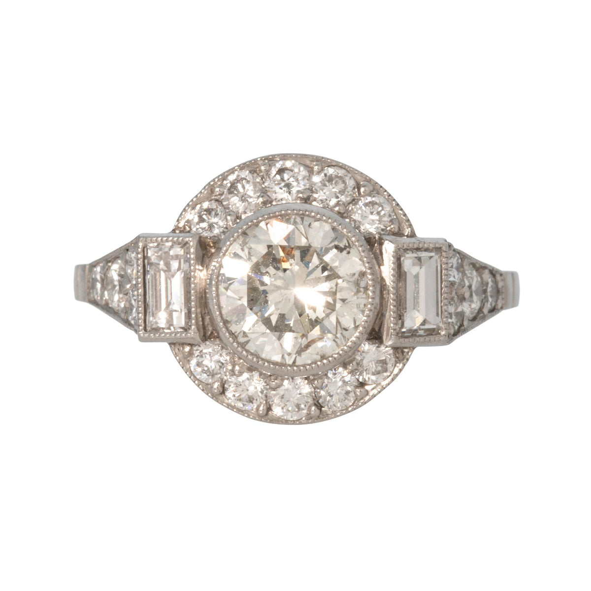 Art Deco Style 1.93ctw Diamond Platinum Ring