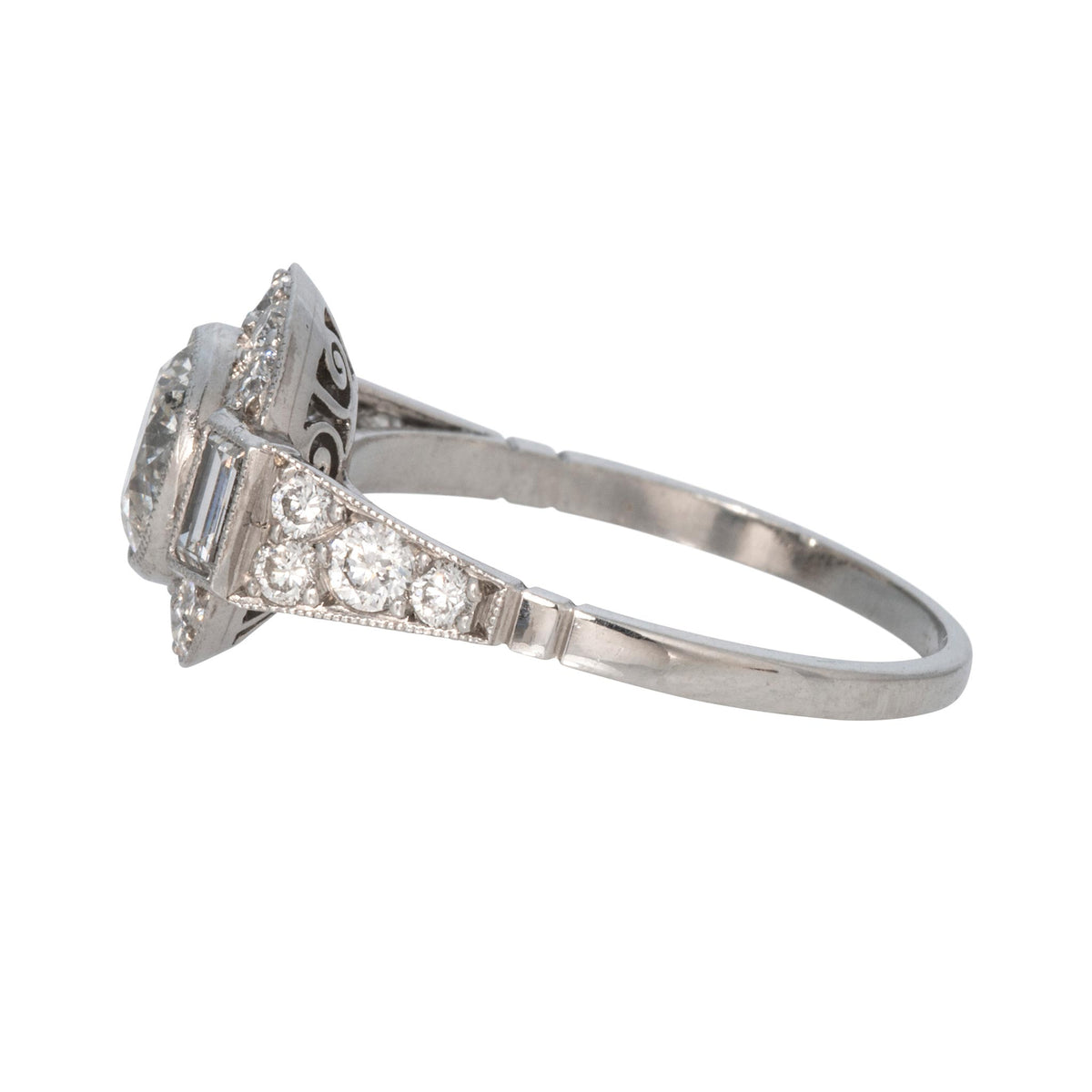 Art Deco Style 1.93ctw Diamond Platinum Ring