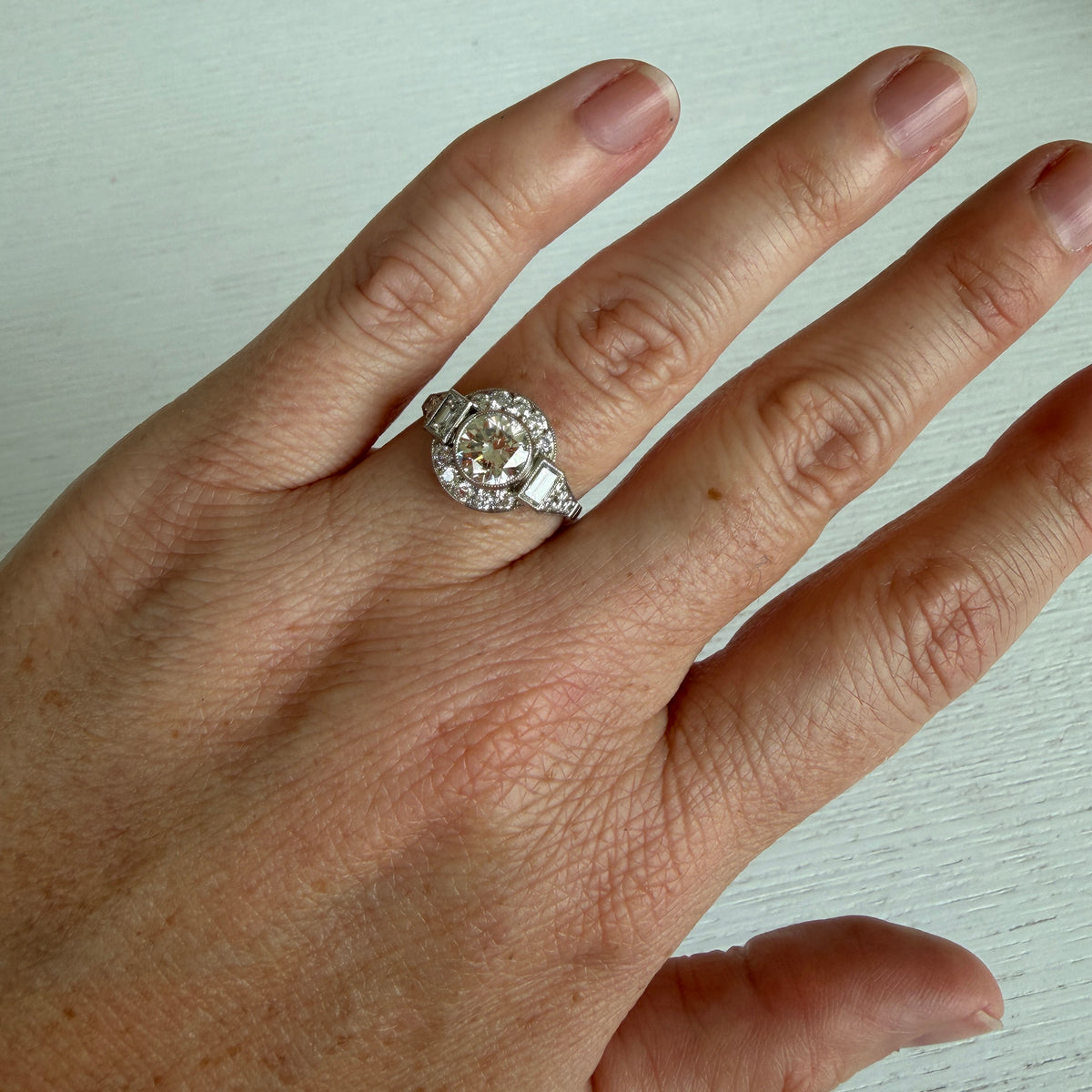 Art Deco Style 1.93ctw Diamond Platinum Ring