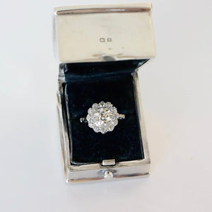 Edwardian Old Transitional Diamond Cluster Engagement Ring