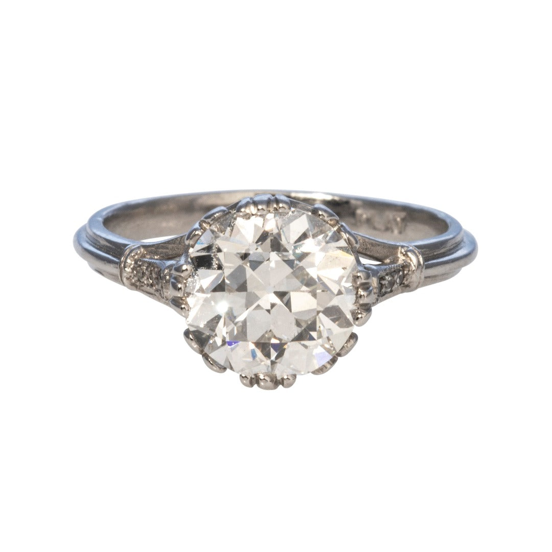 Estate 2.34ct Old Transitional Cut Diamond Platinum Engagement Ring