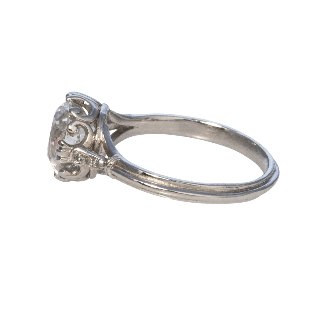 Estate 2.34ct Old Transitional Cut Diamond Platinum Engagement Ring