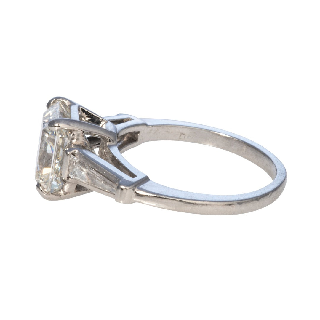 Estate 3.03ct Radiant Diamond Three Stone Platinum Ring