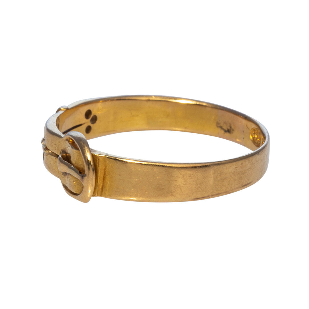 Victorian Diamond 18K Yellow Gold Buckle Ring