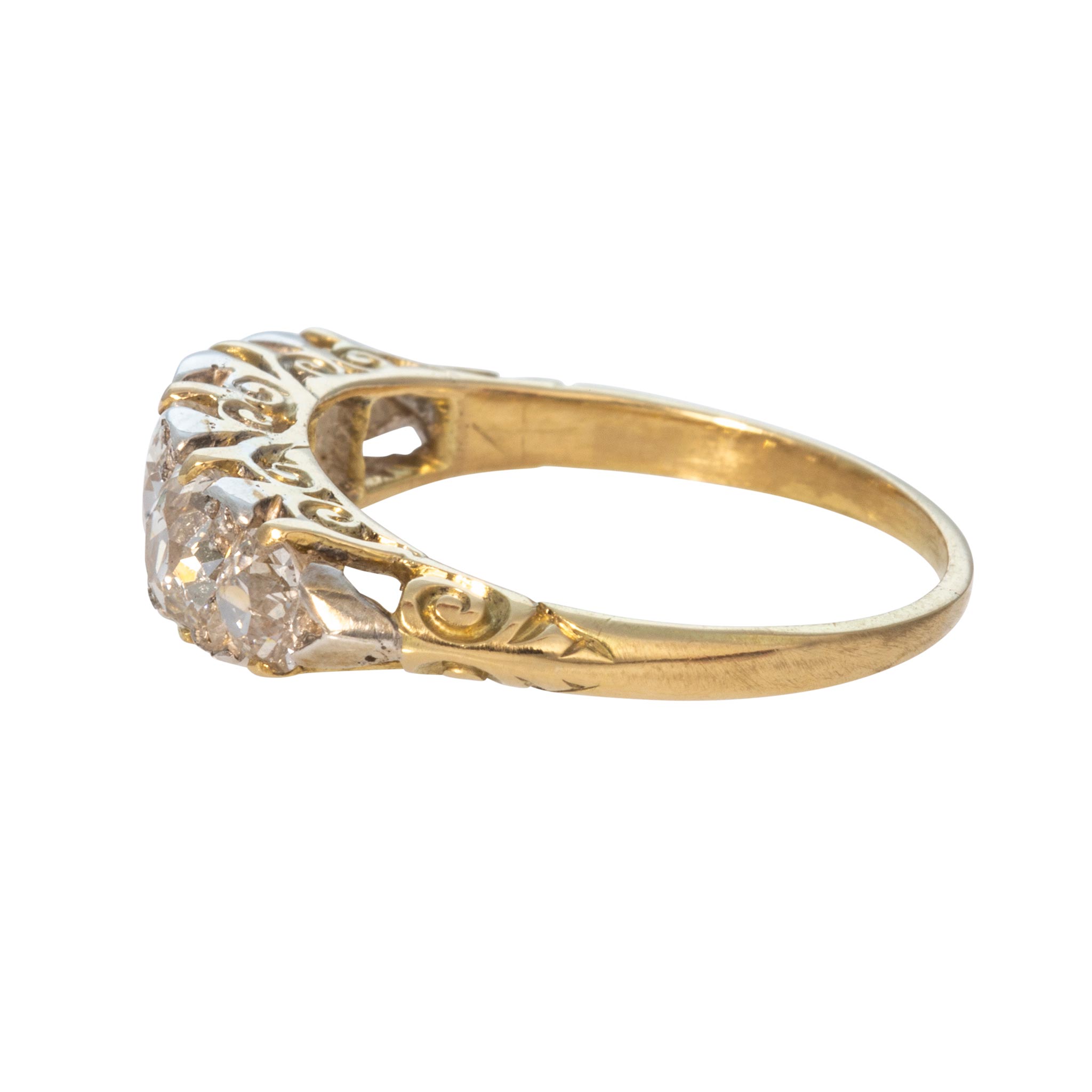 Victorian 2.18ctw Diamond Five-Stone 18K Yellow Gold Ring