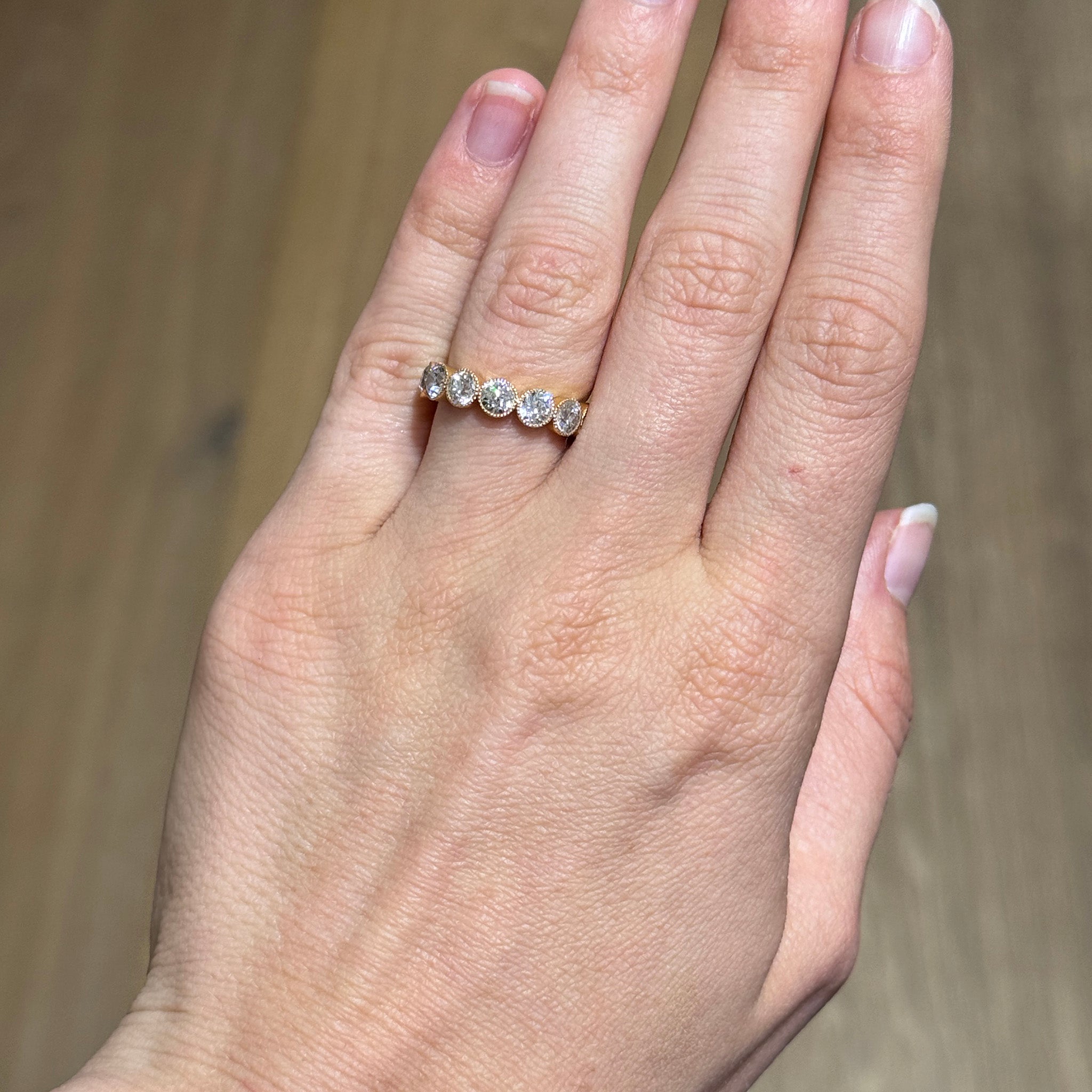 Single Stone 18K Rose Gold Large Gabby Half Band