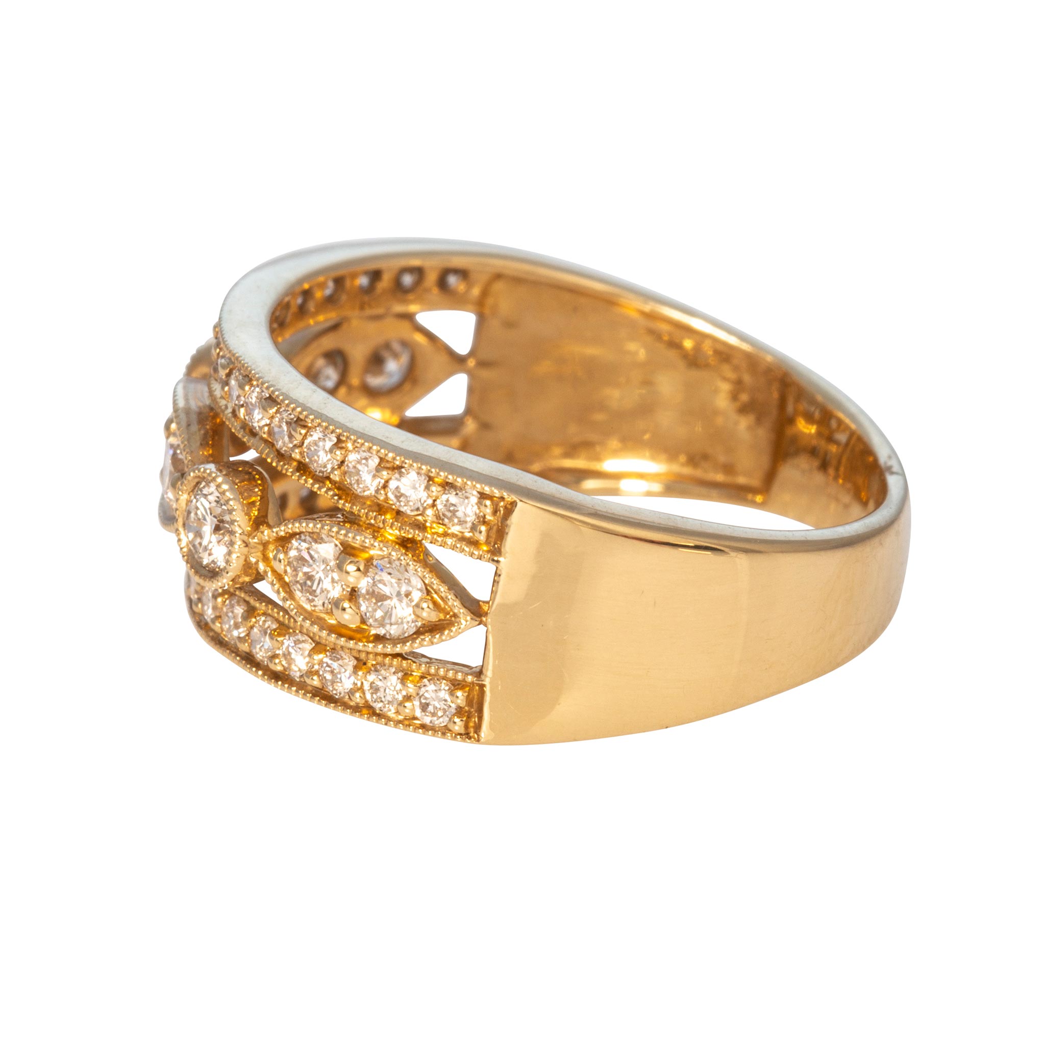 .70ctw Diamond Milgrain 14K Yellow Gold Anniversary Ring