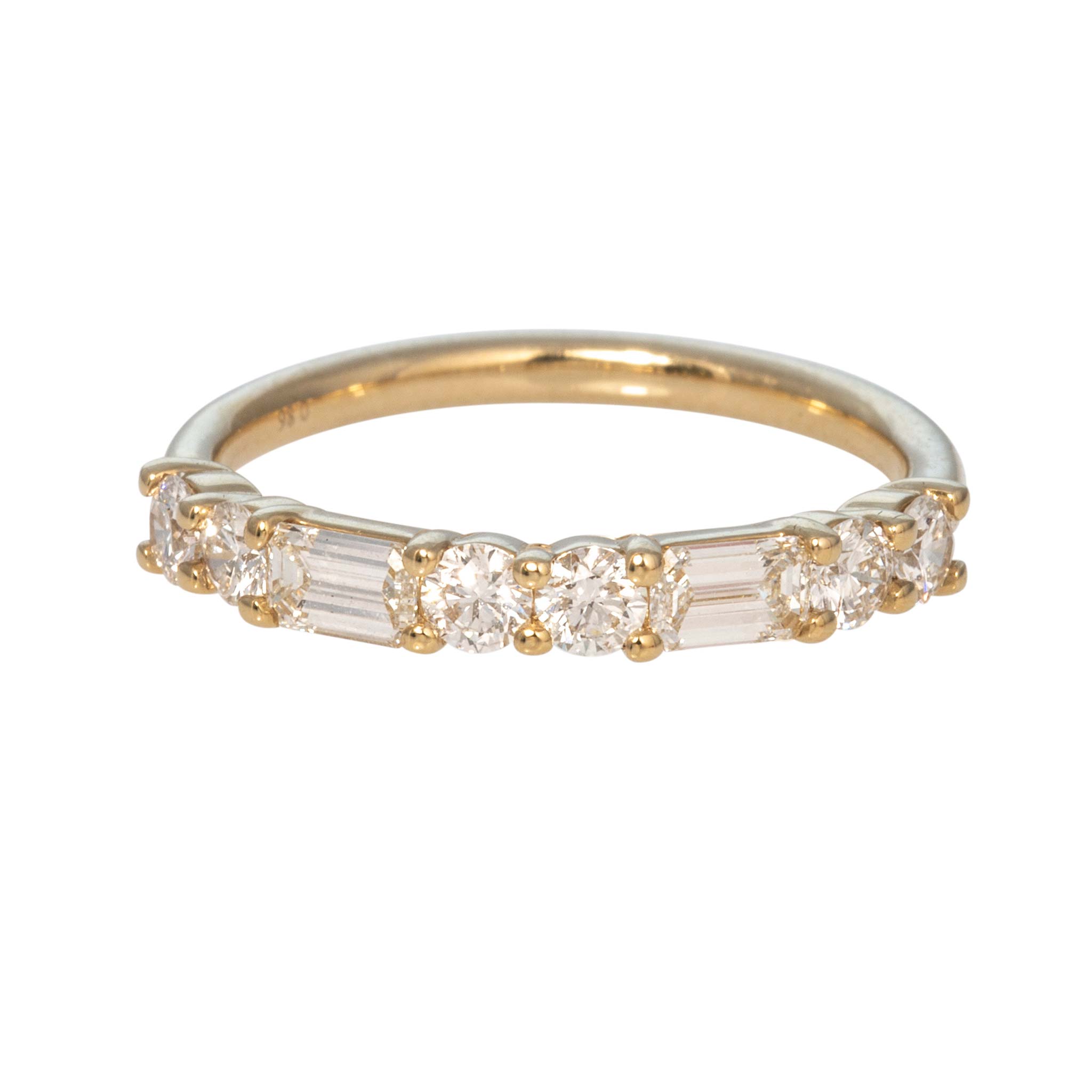 .80ctw Emerald-Cut & Round Diamond Halfway 14K Yellow Gold Band