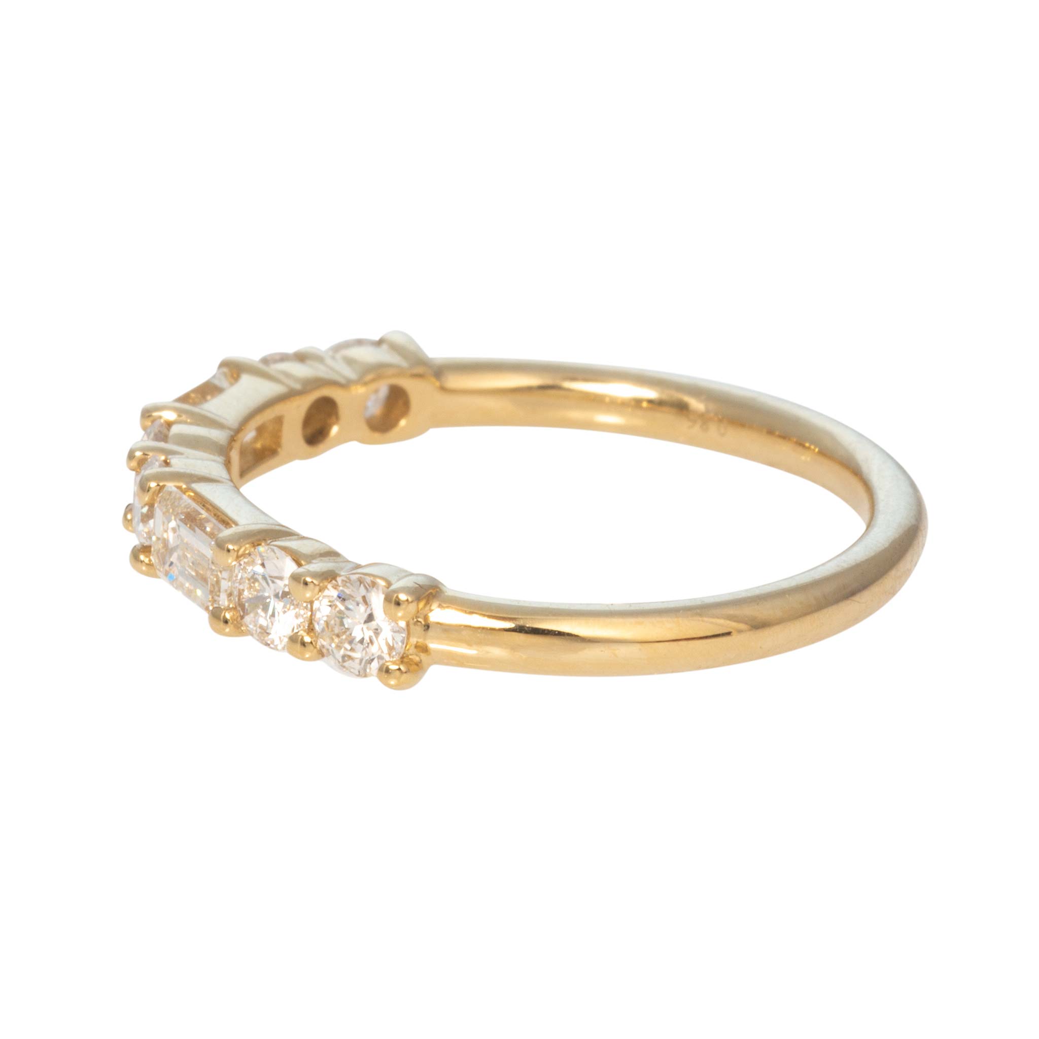 .80ctw Emerald-Cut & Round Diamond Halfway 14K Yellow Gold Band