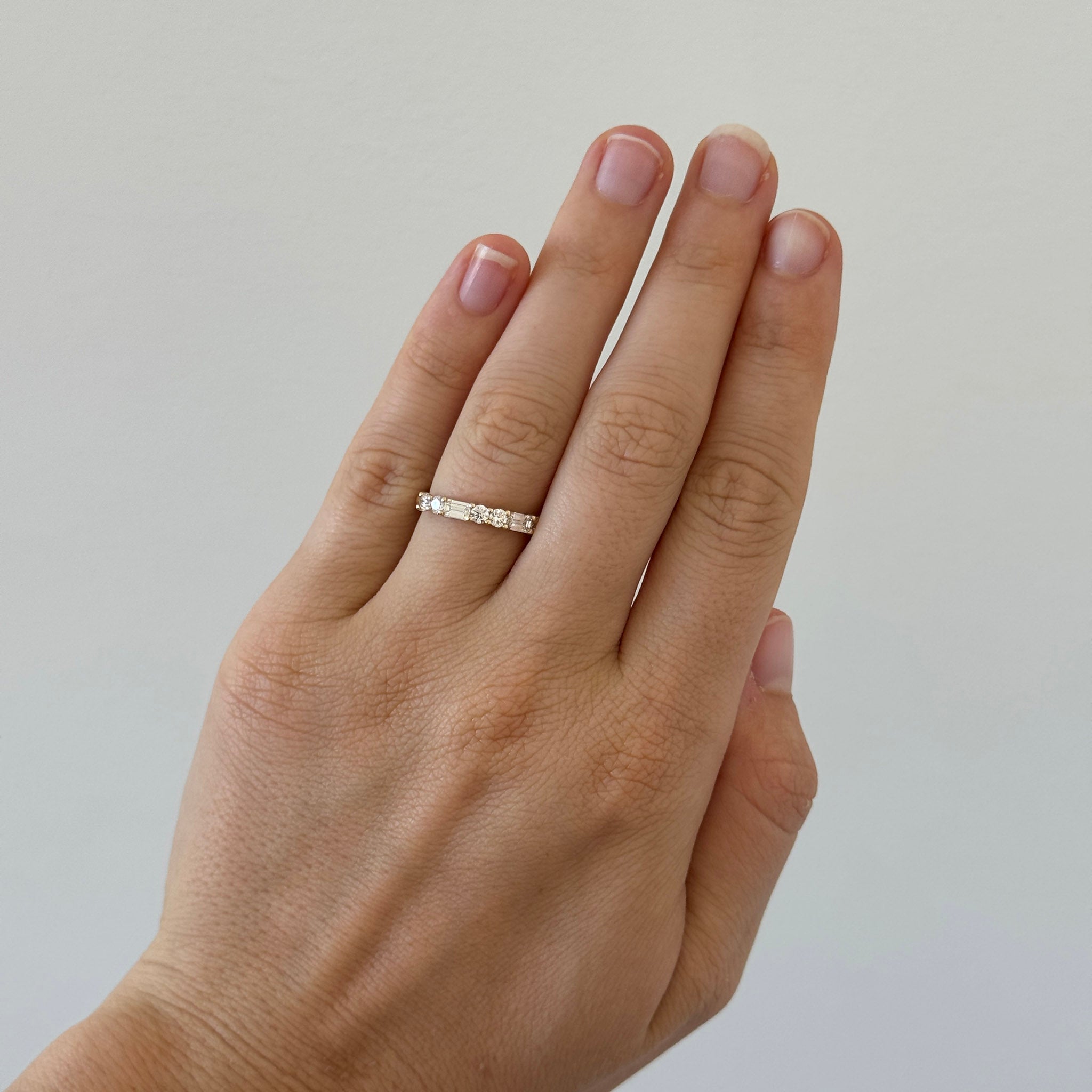 .80ctw Emerald-Cut & Round Diamond Halfway 14K Yellow Gold Band