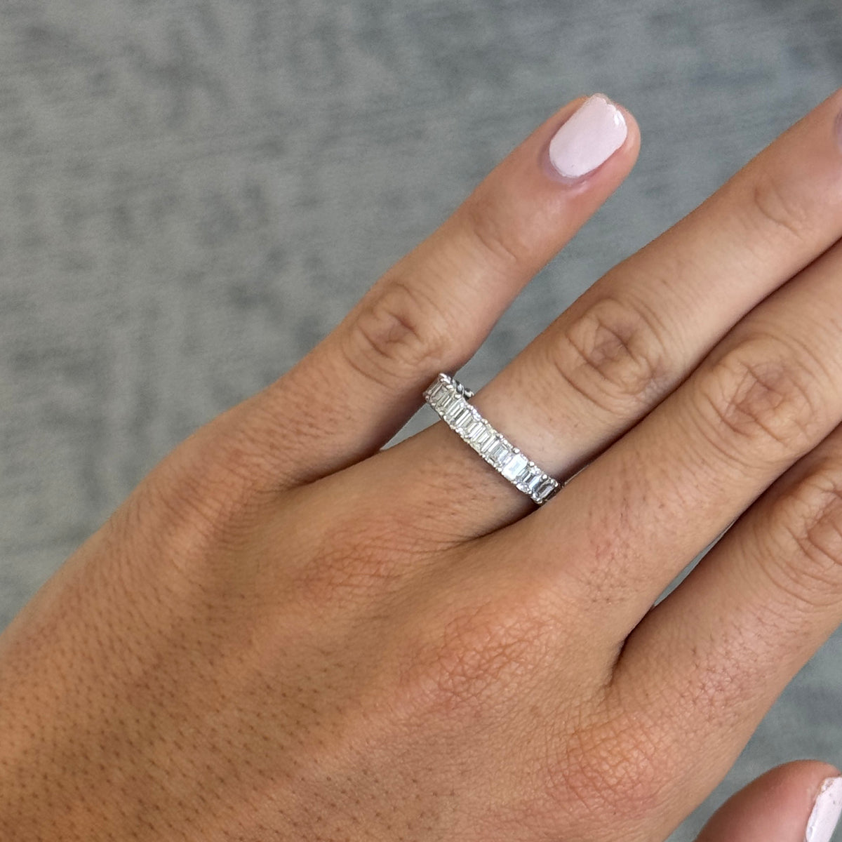 2.87ctw Emerald-Cut Diamond 18K White Gold Eternity Band