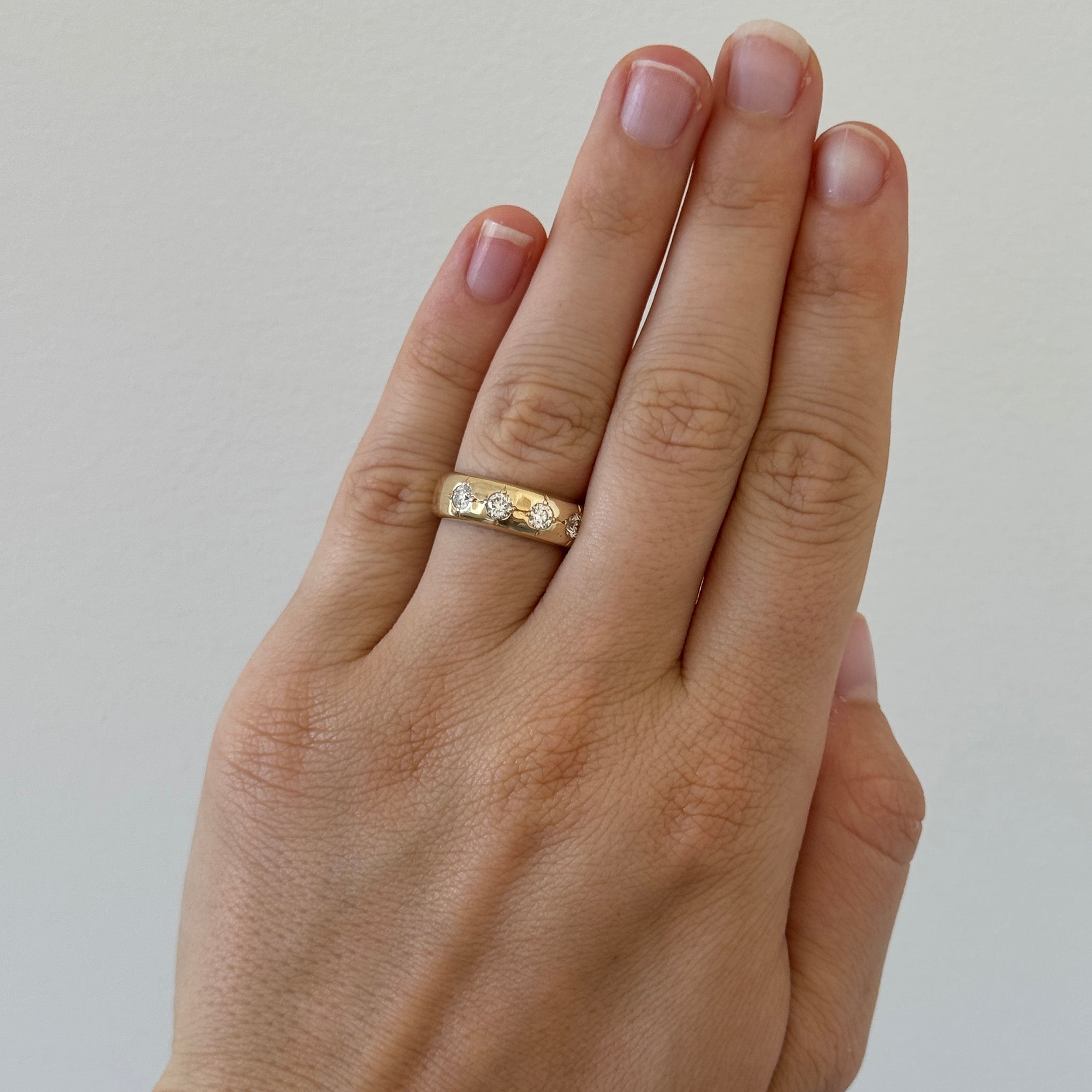 Diamond Five-Stone Gypsy Set 14K Yellow Gold Band