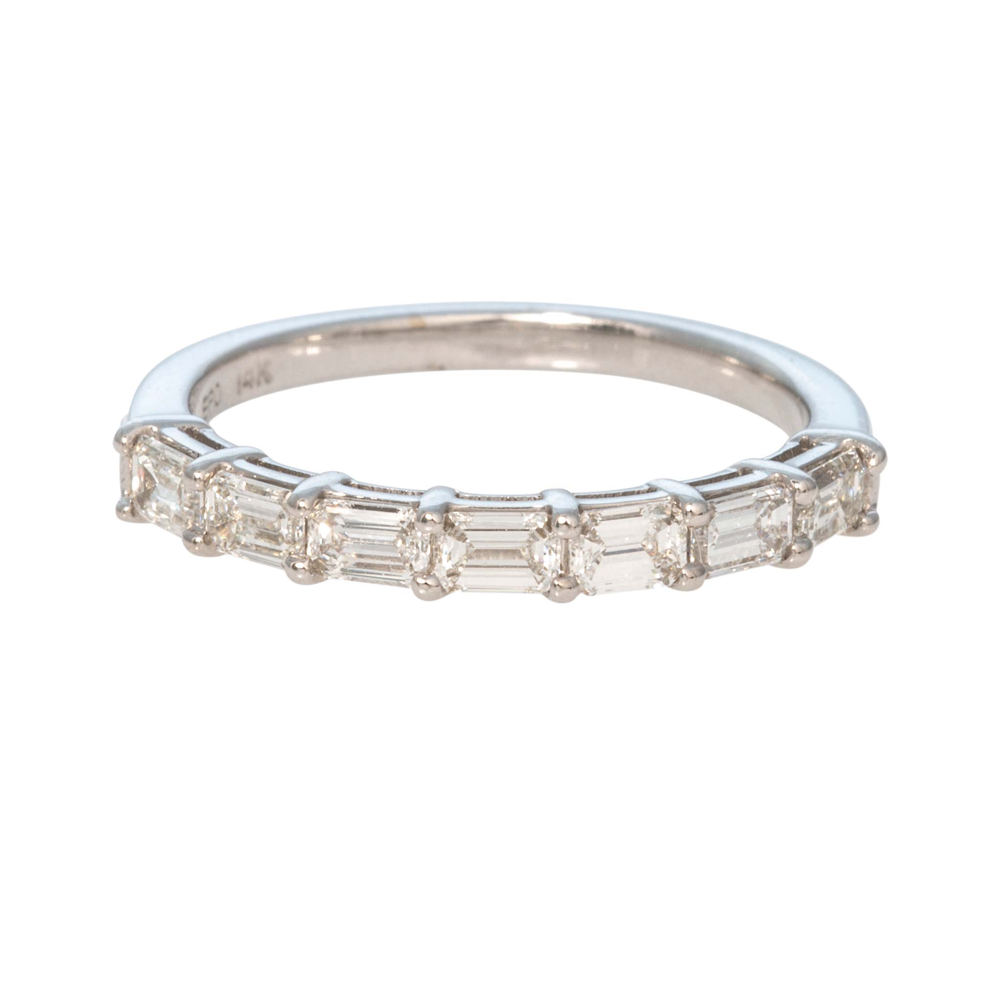 .74ctw Emerald-Cut Diamond 14K White Gold Halfway Band