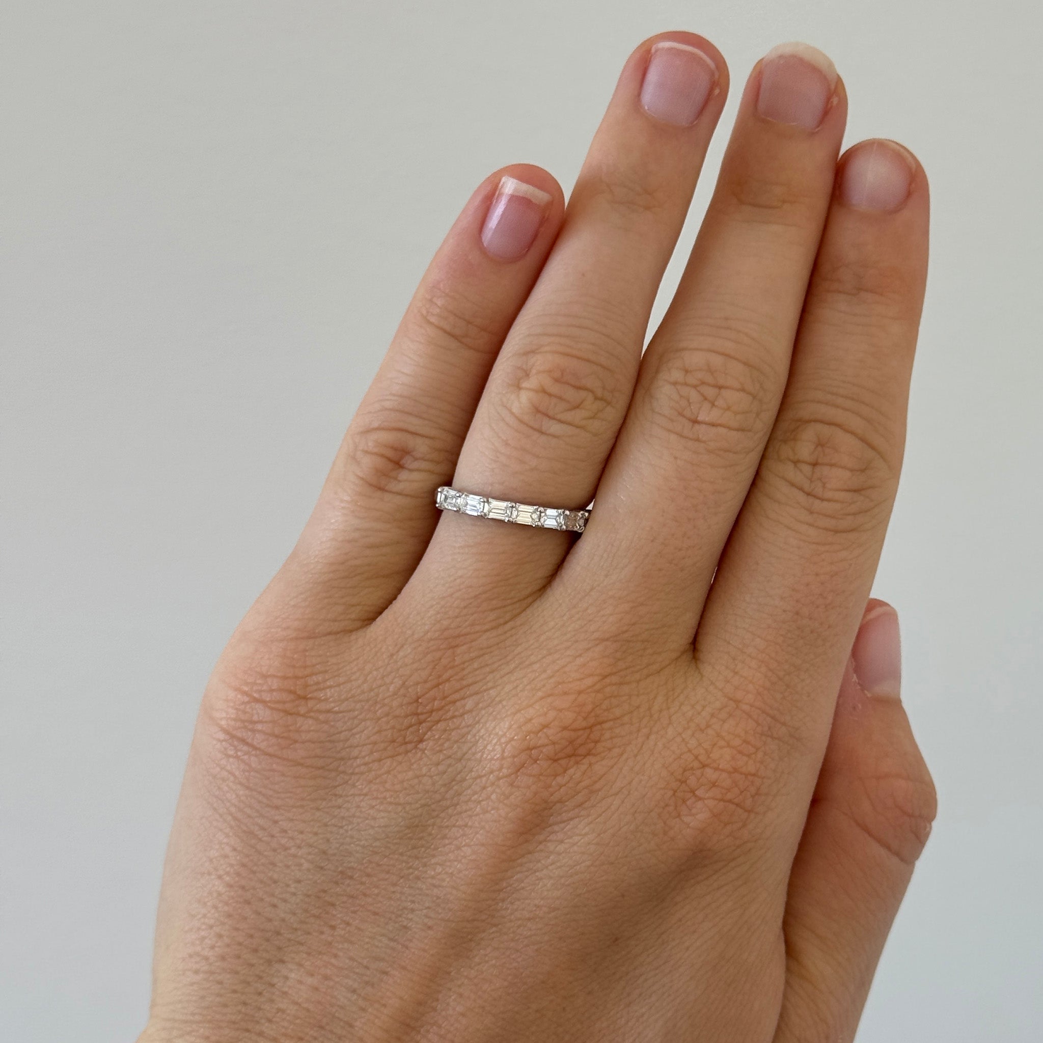 .74ctw Emerald-Cut Diamond 14K White Gold Halfway Band