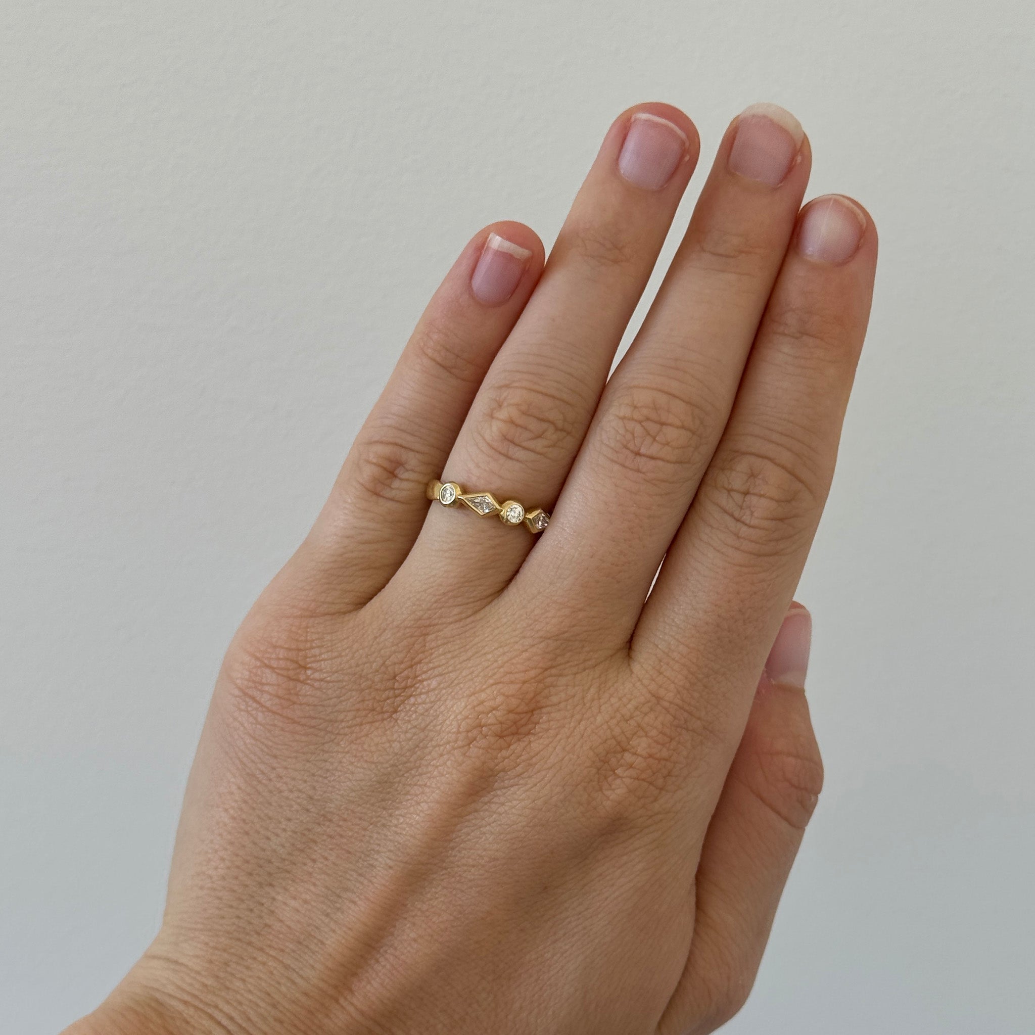 Christopher Designs .35ctw Kite & Round Diamond Bezel Set Five-Stone Band