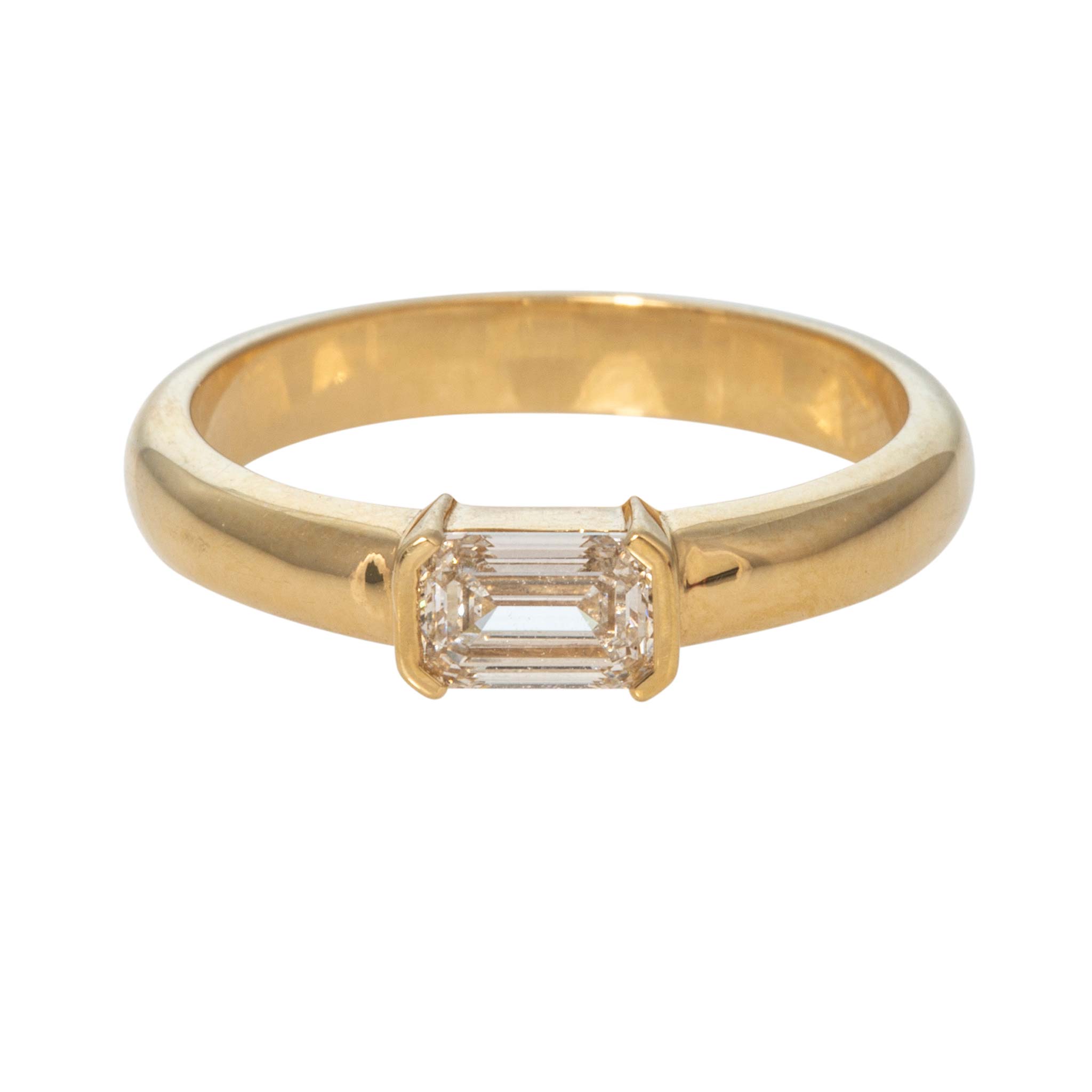 Emerald-Cut Diamond Solitaire 18K Yellow Gold Band