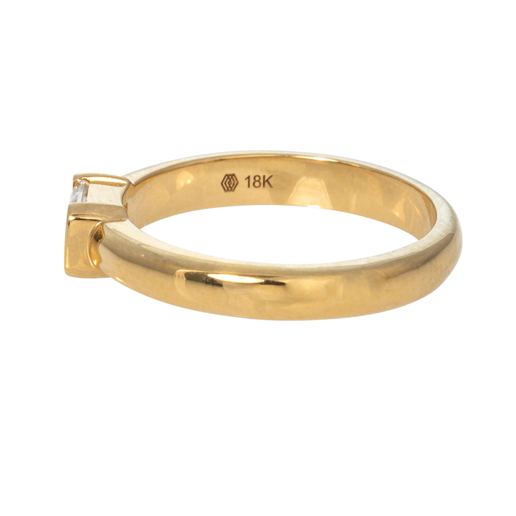 Emerald-Cut Diamond Solitaire 18K Yellow Gold Band