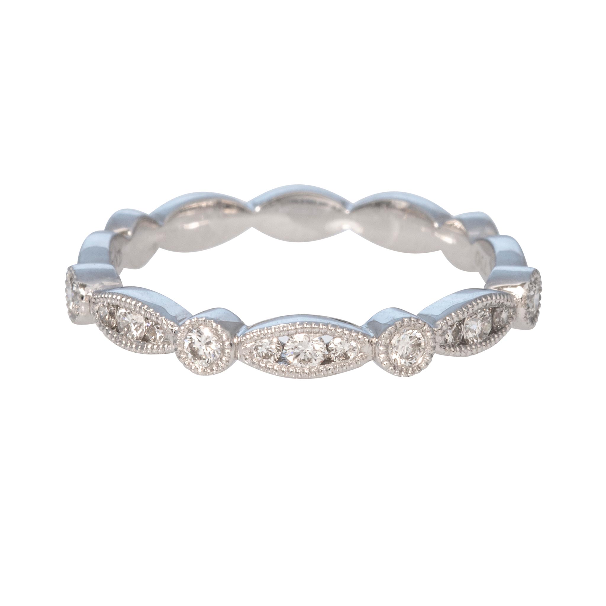 .40ctw Diamond Milgrain 18K White Gold 1/2 Eternity Band