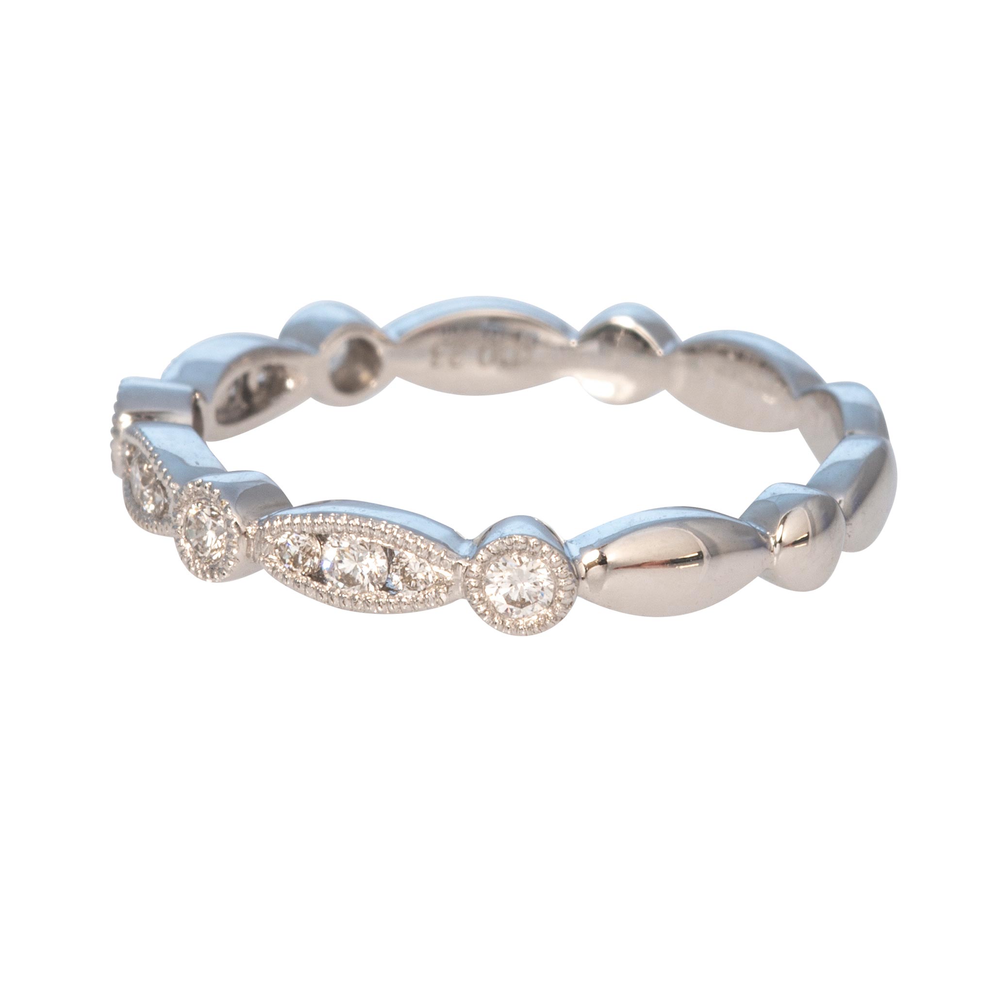 .40ctw Diamond Milgrain 18K White Gold 1/2 Eternity Band