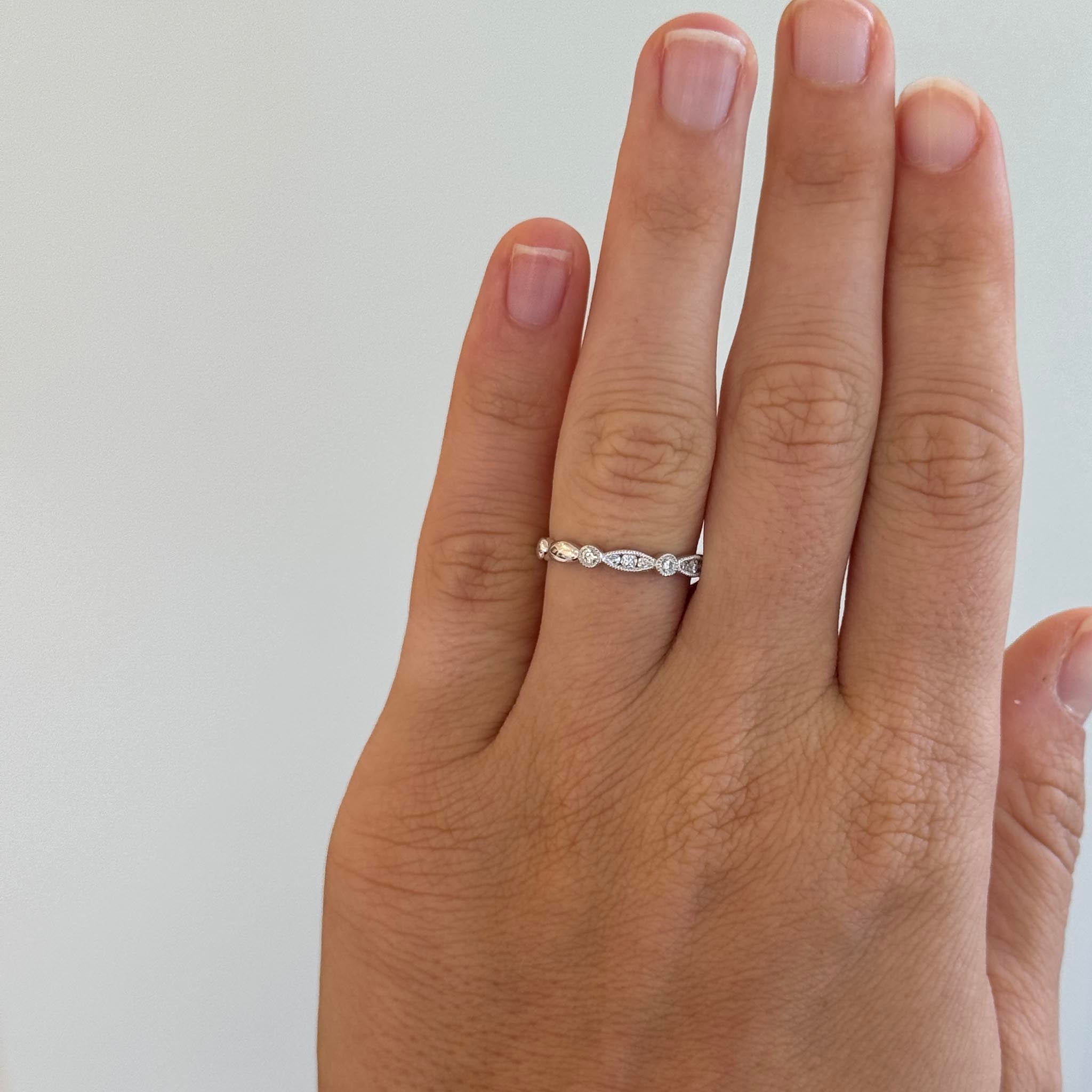 .40ctw Diamond Milgrain 18K White Gold 1/2 Eternity Band