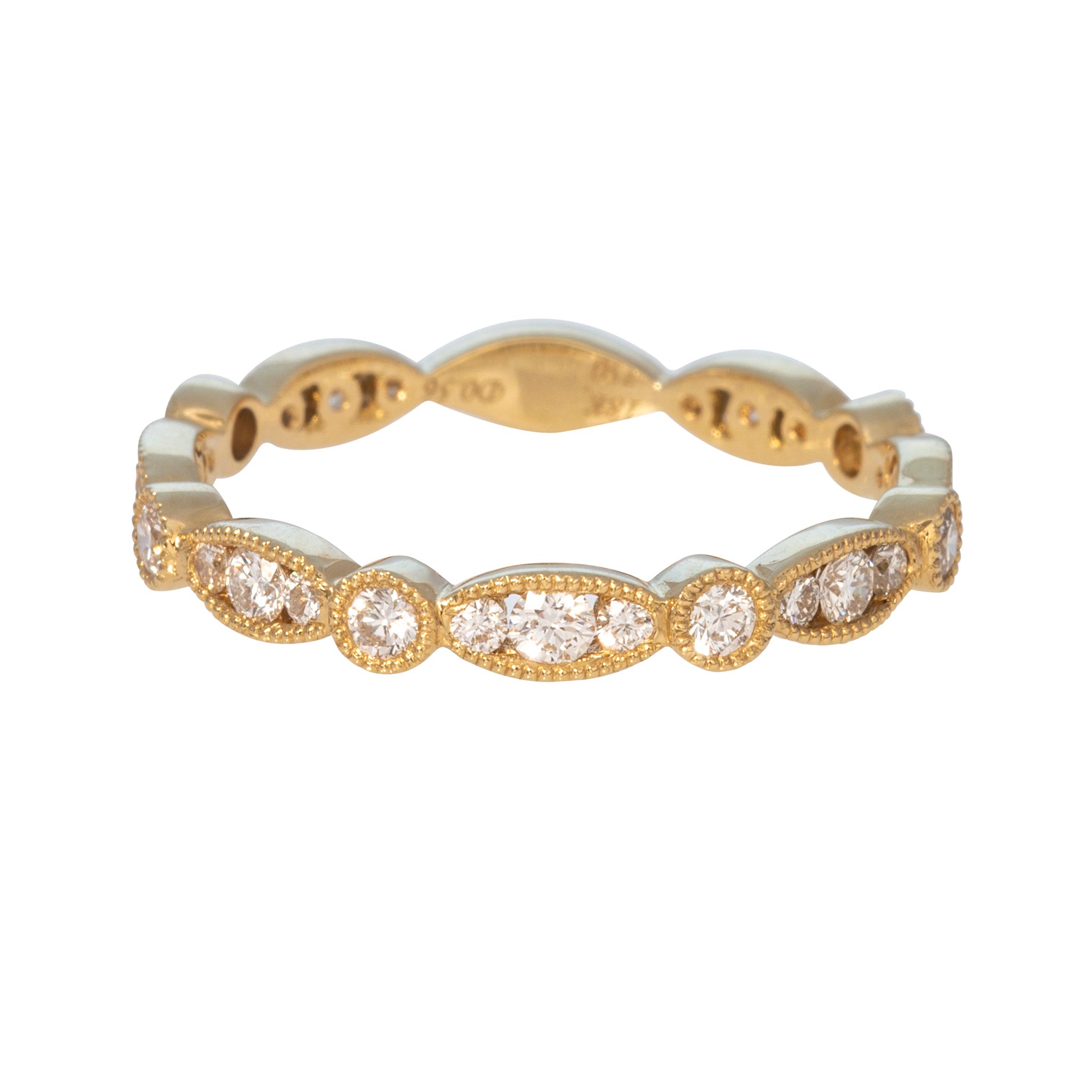 .57ctw Diamond Milgrain 18K Yellow Gold 3/4 Eternity Band