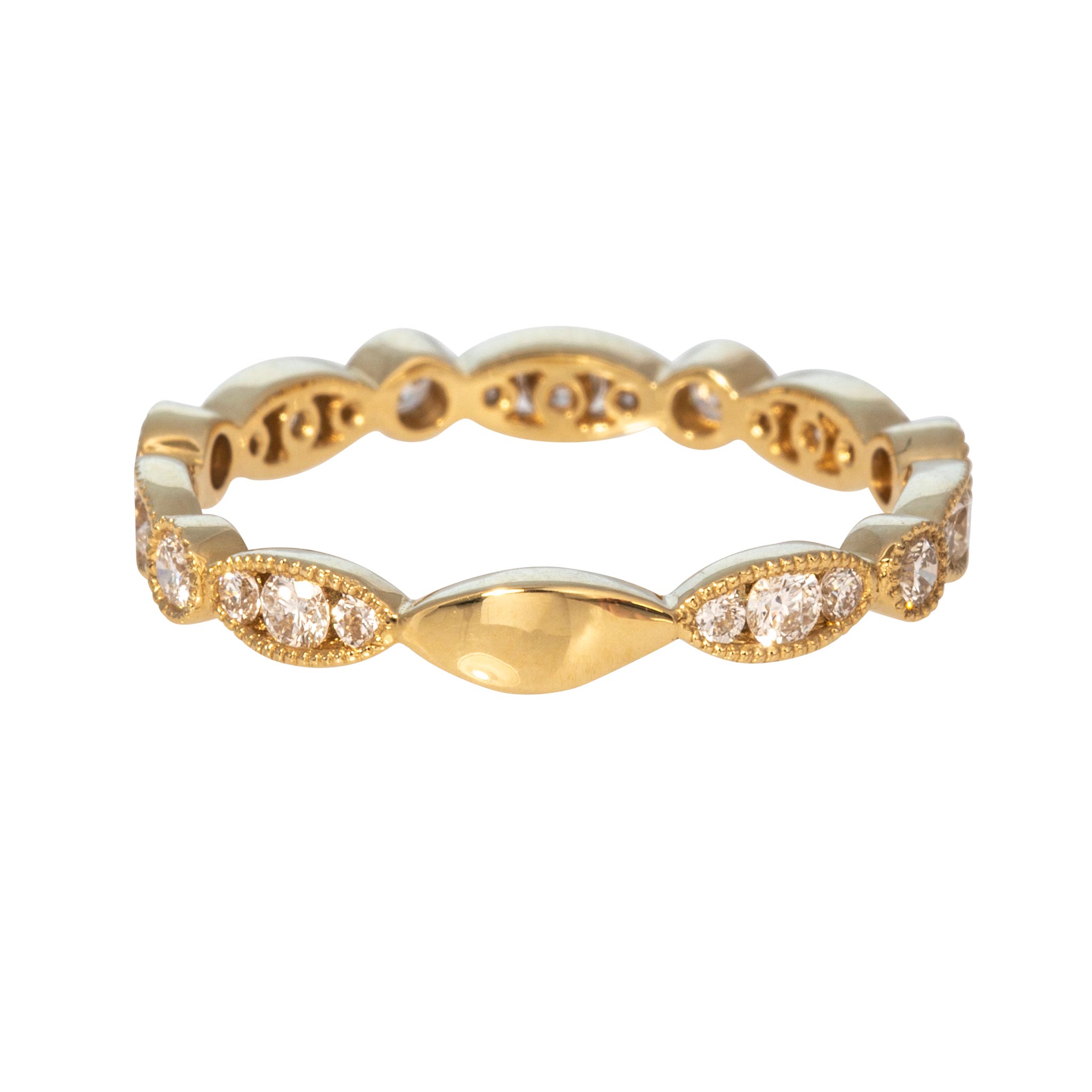 .57ctw Diamond Milgrain 18K Yellow Gold 3/4 Eternity Band